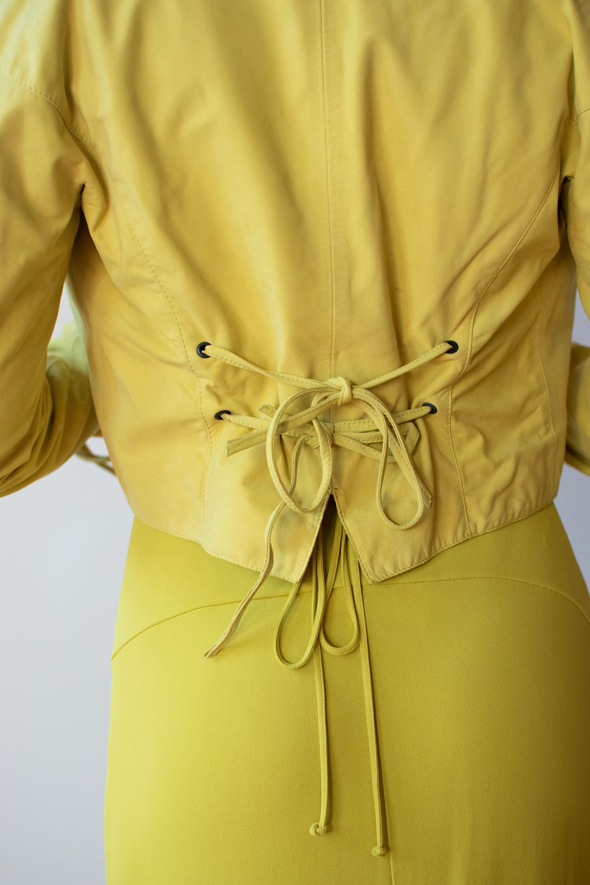 1990s Chartreuse Dress Set | Claude Montana
