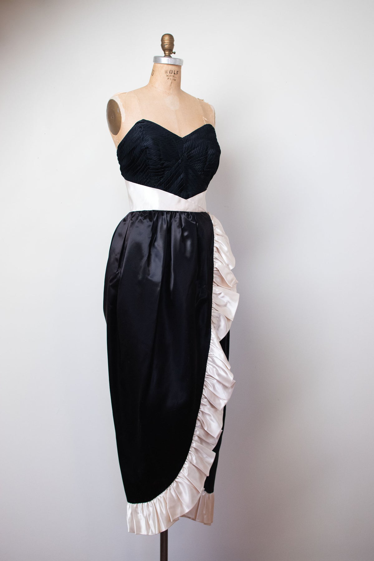 1970s Ruffled Satin Gown