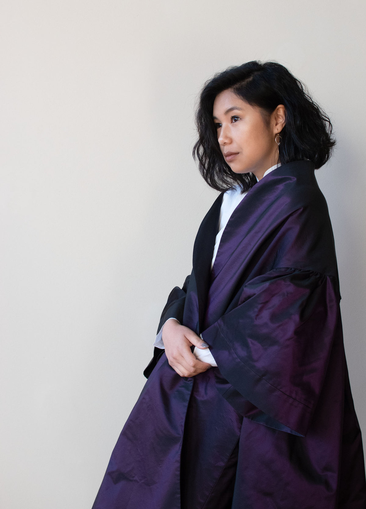 1990s Purple Taffeta Opera Coat