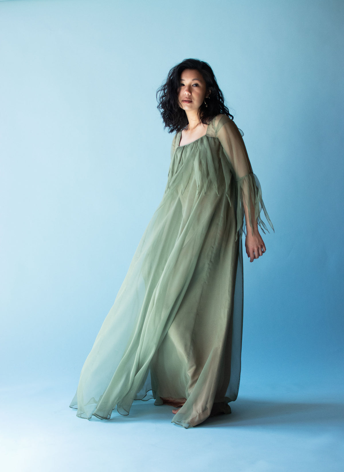 1970s Green Chiffon Dress | Jean Varon