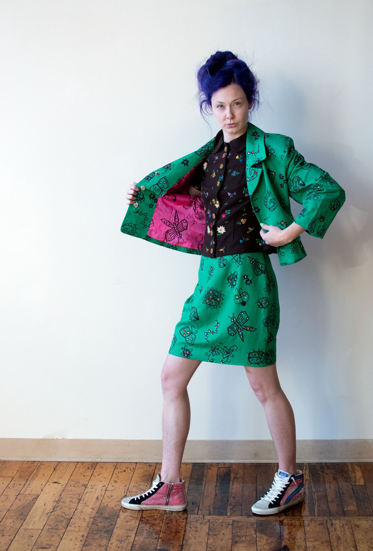Silk Bug Print Skirt Suit | Todd Oldham Spring 1992