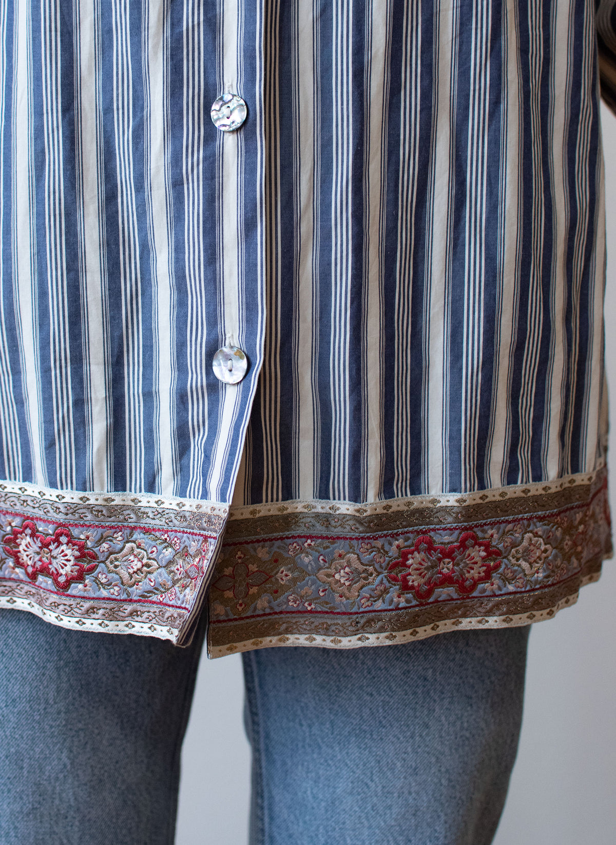 Striped Blouse with Ribbon Trim | Romeo Gigli 1994