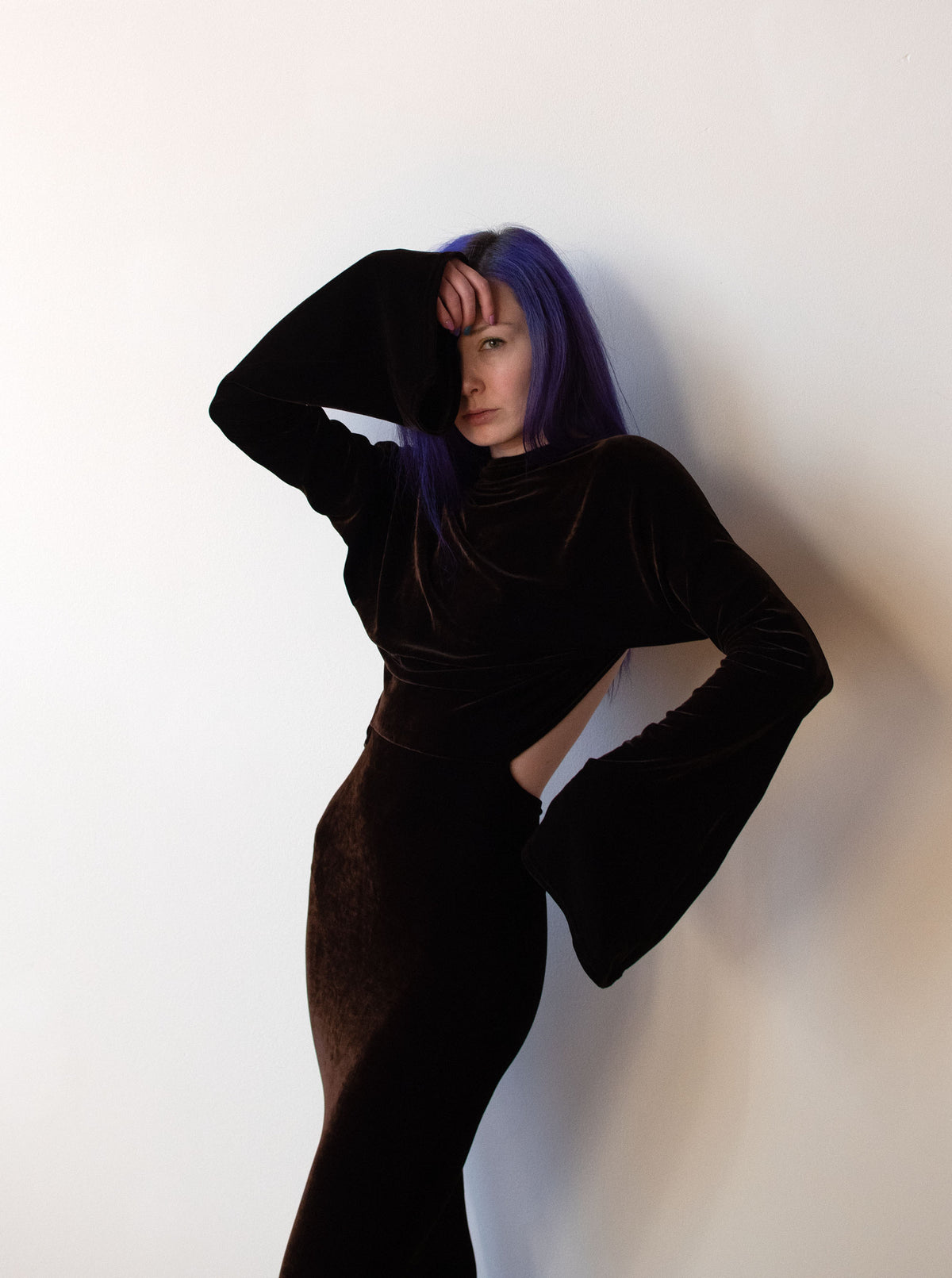 1990s Brown Velvet Dress