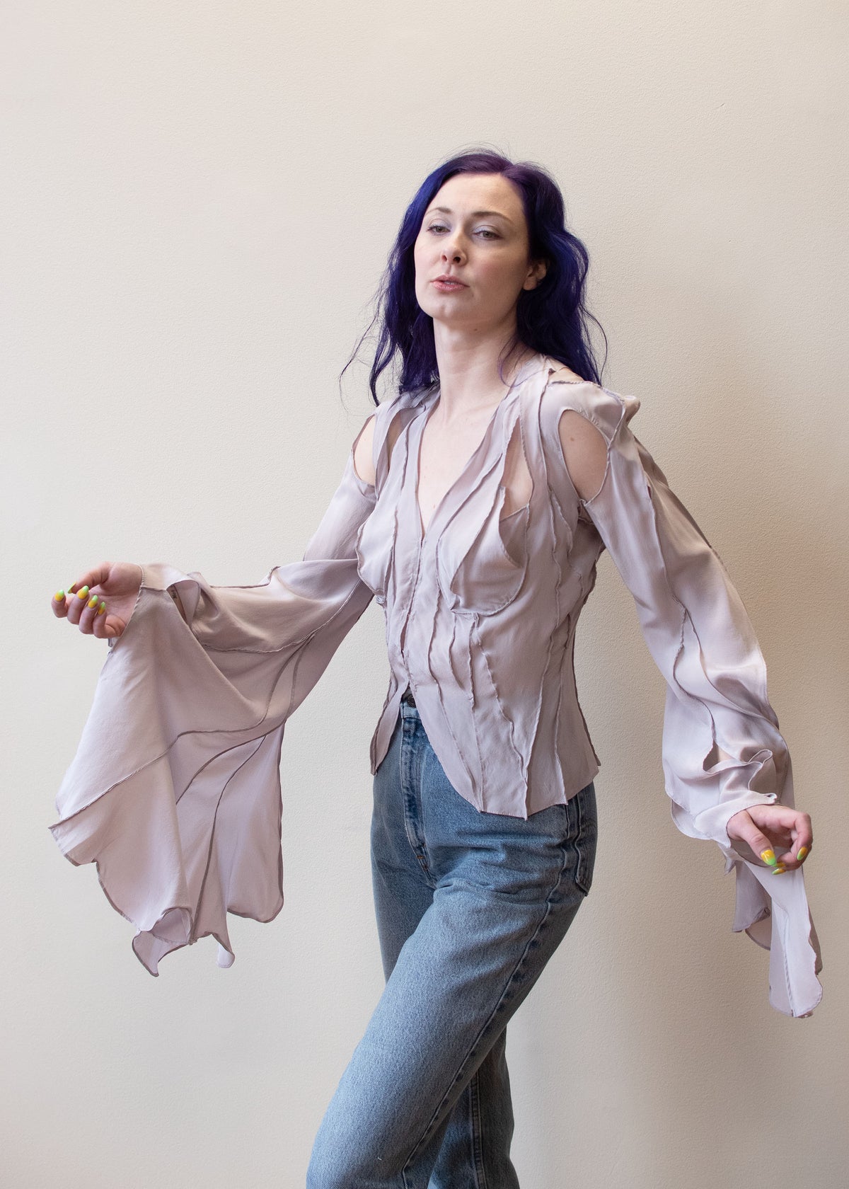 Mauve Silk Blouse Yves Saint Laurent SS 2003 | A Virtual Affair