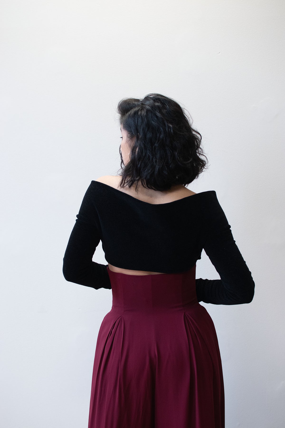 1990s Velvet Crop Top | Romeo Gigli for Callaghan
