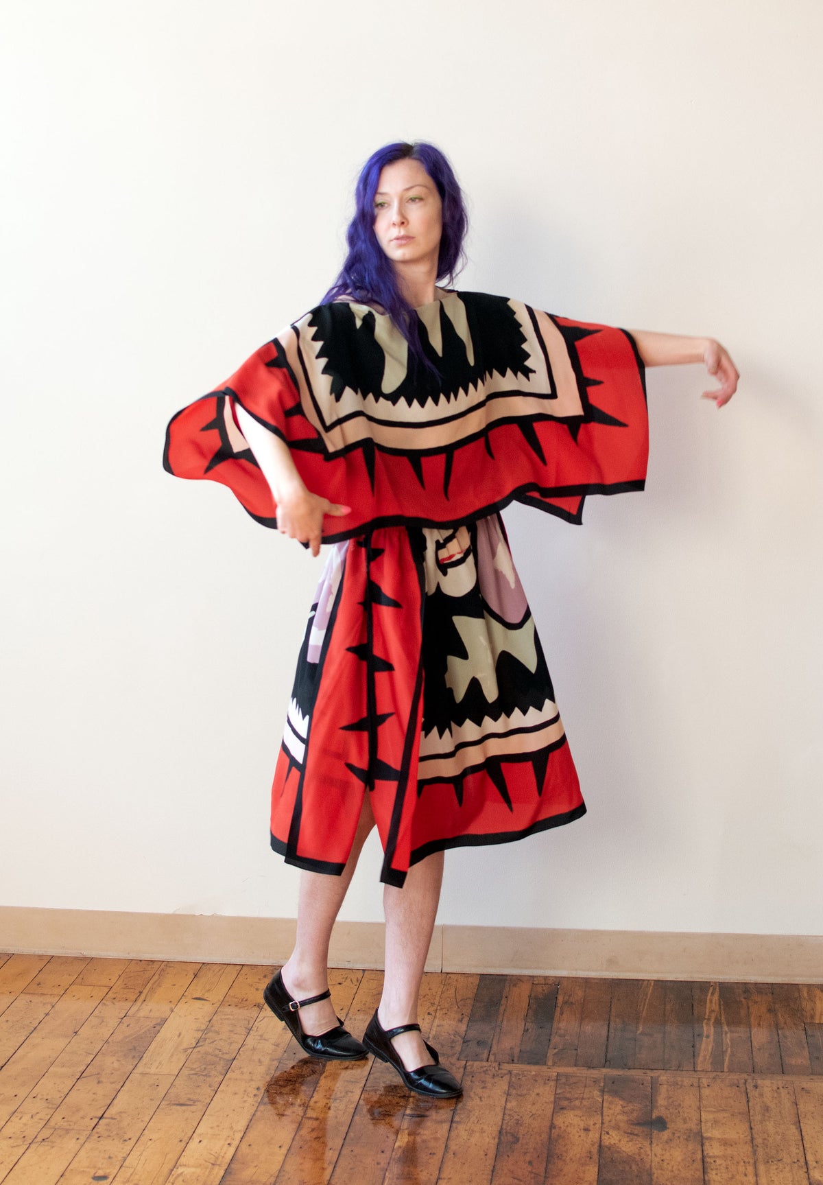 1980s Printed Silk Dress | Michael Vollbracht