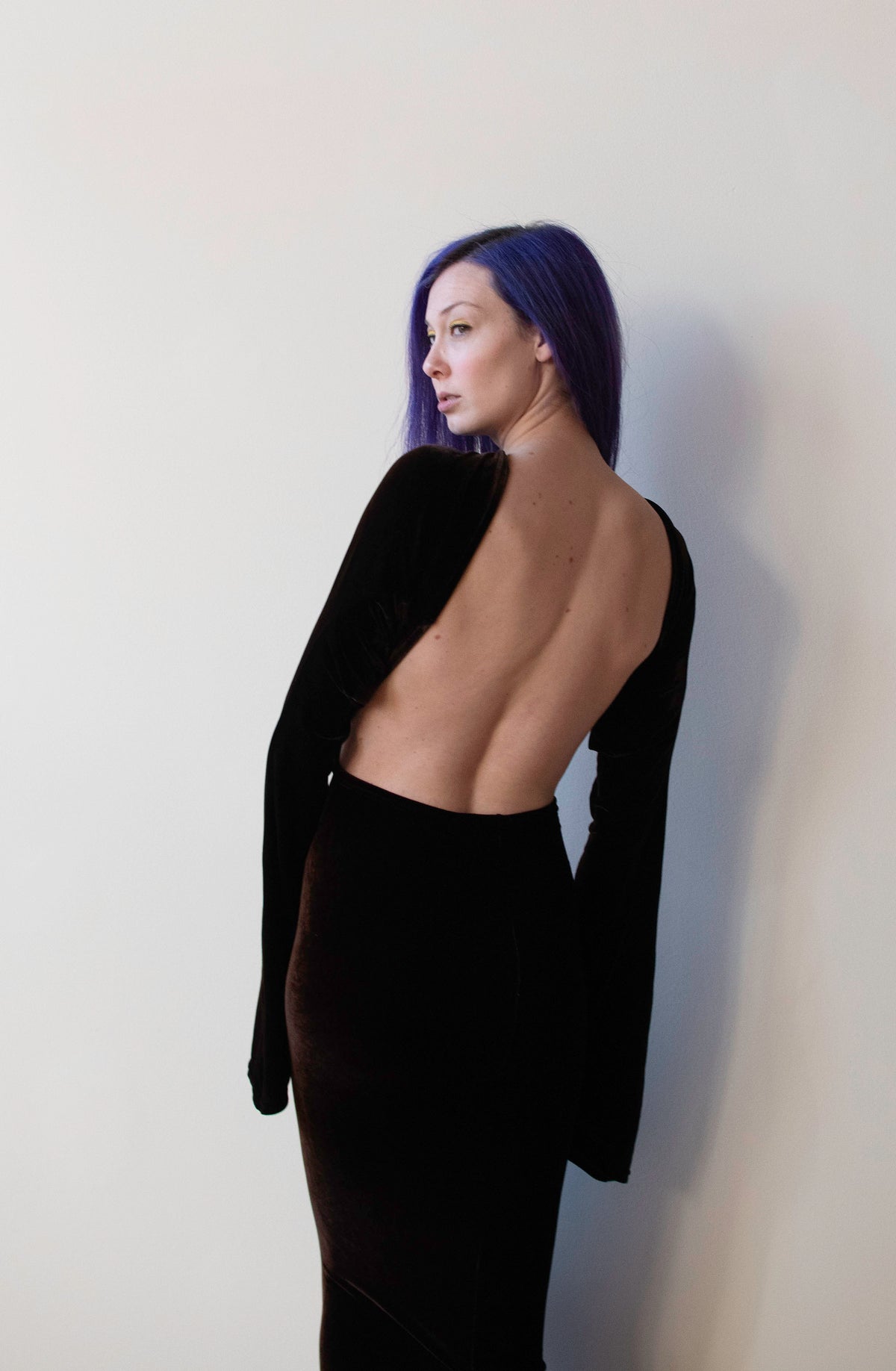 1990s Brown Velvet Dress