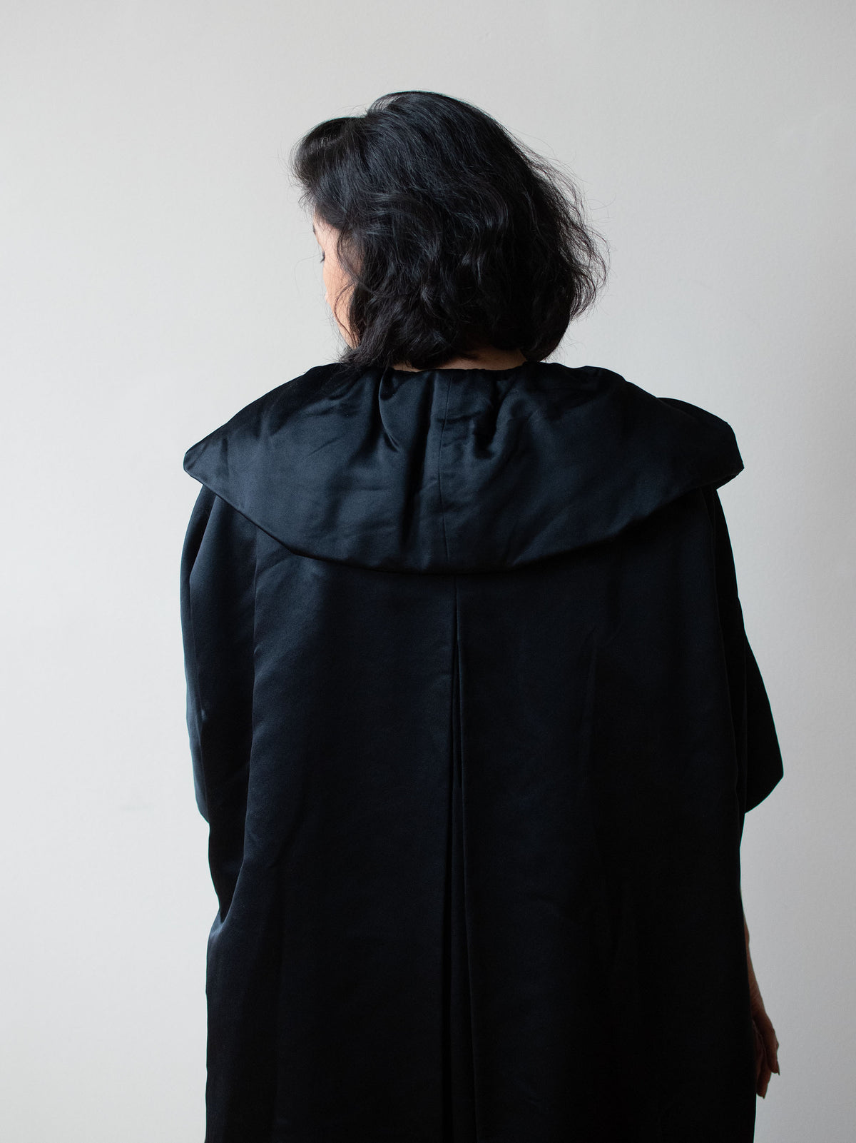 1950s Black Satin Opera Coat