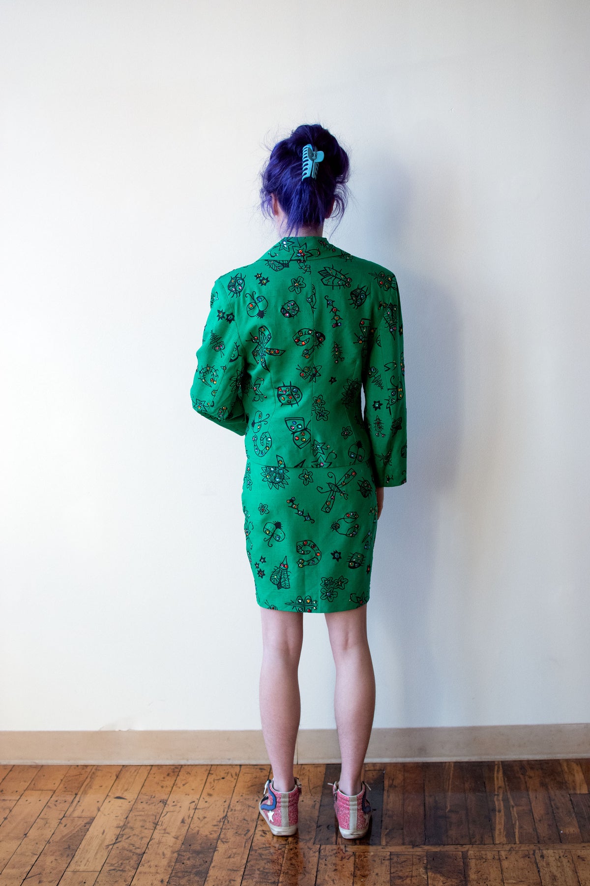 Silk Bug Print Skirt Suit | Todd Oldham Spring 1992