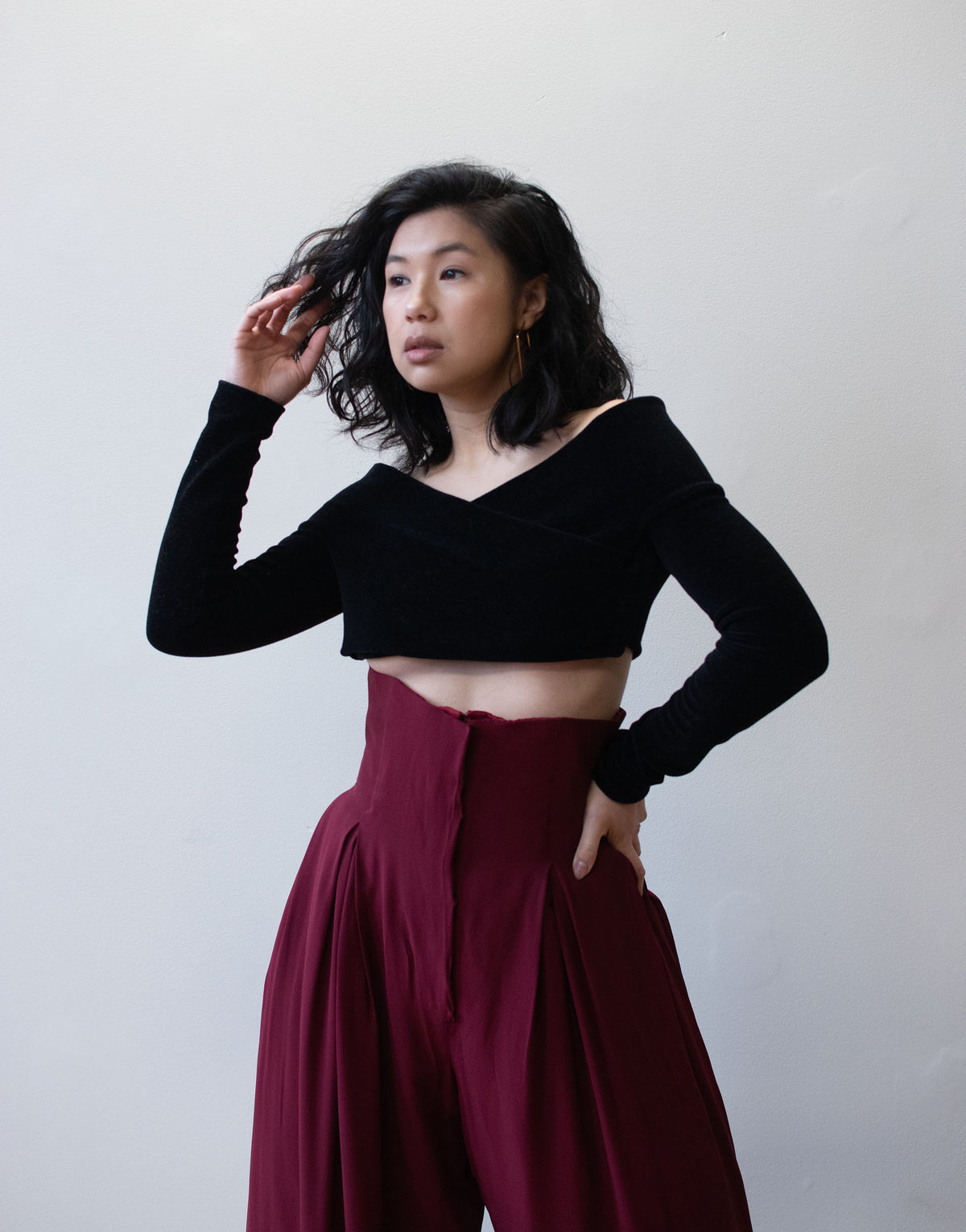 1990s Velvet Crop Top | Romeo Gigli for Callaghan