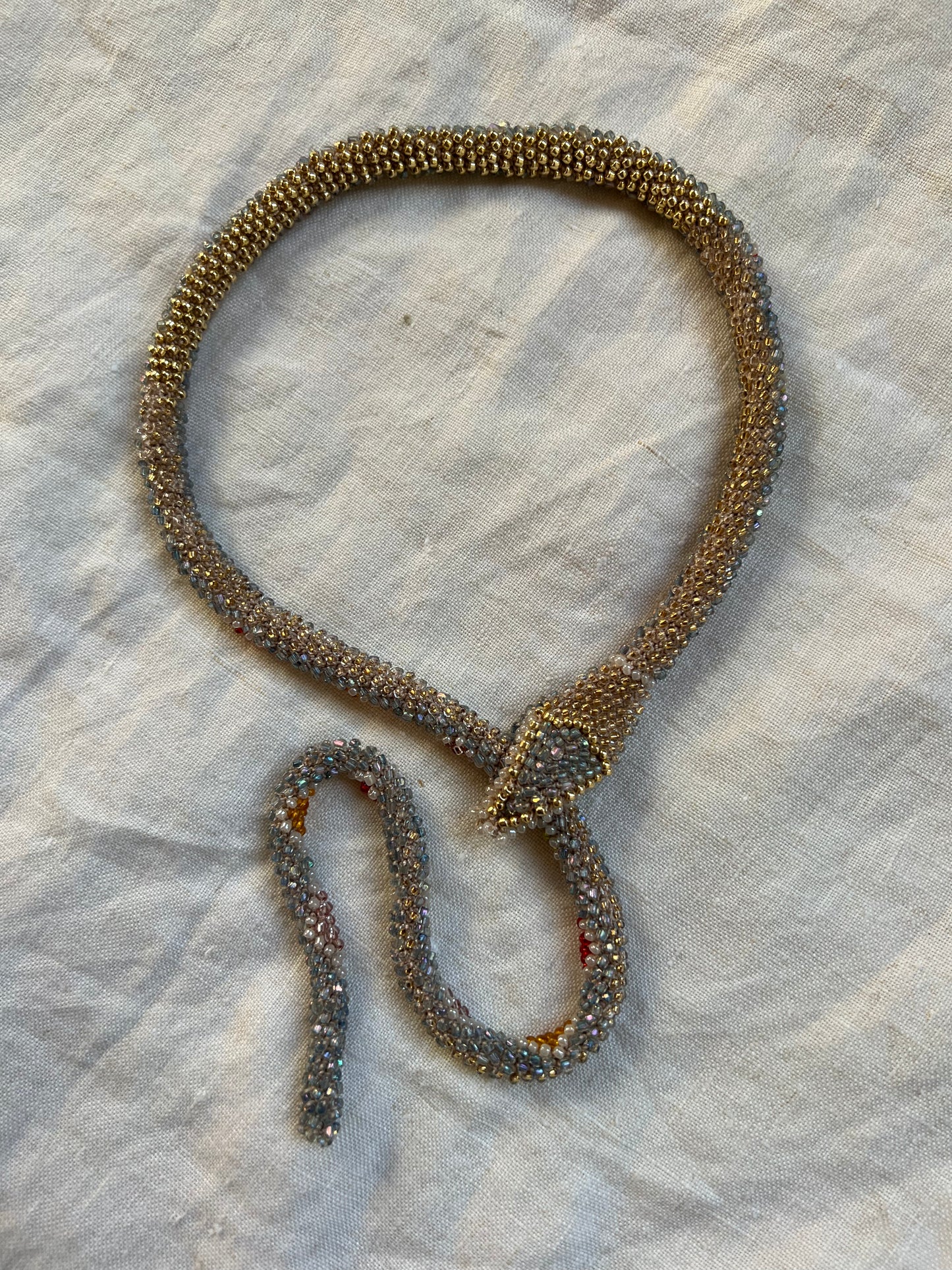 Bead Crochet Snake Diamond | Pale Blue