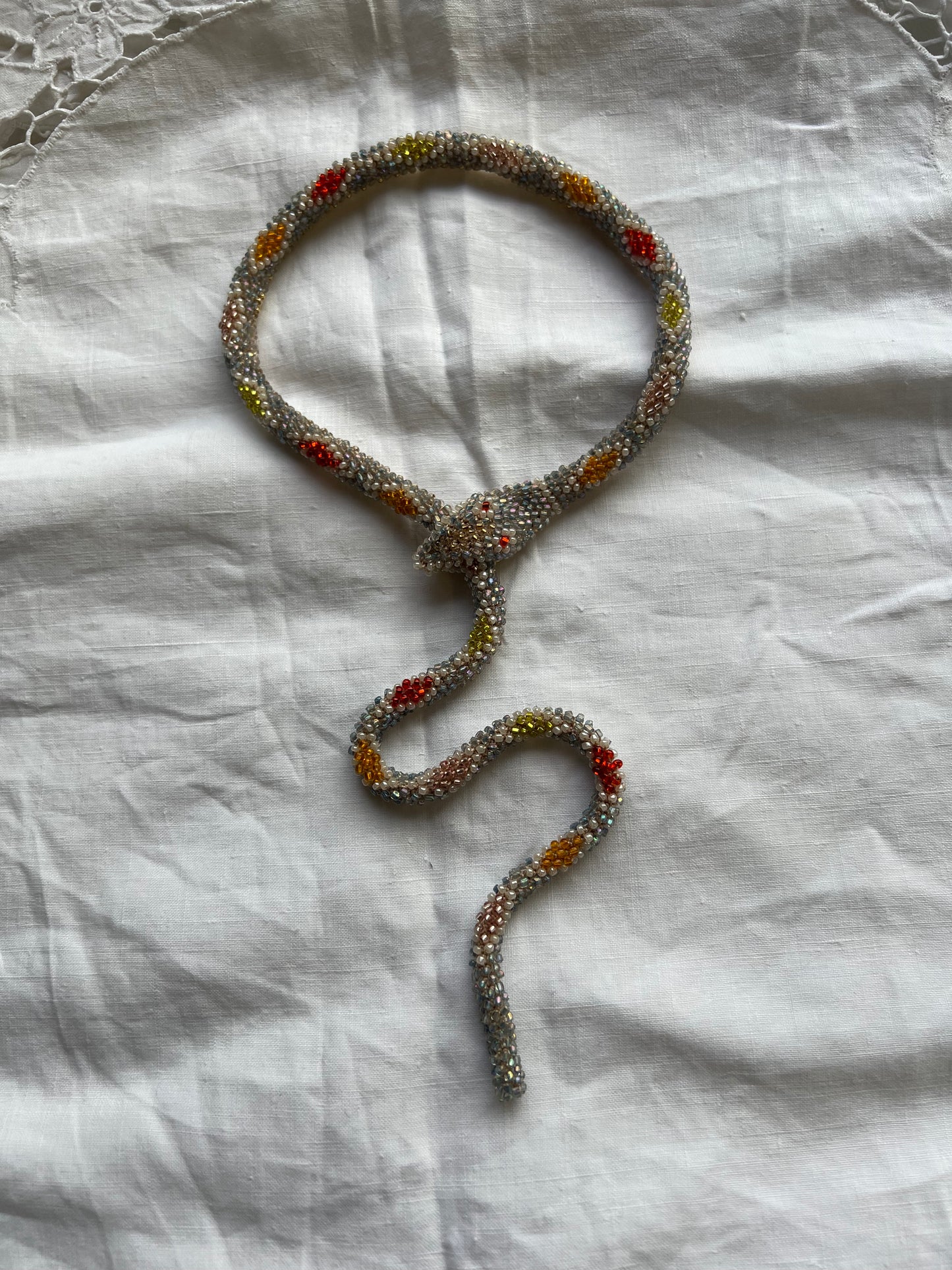 Bead Crochet Snake Diamond | Pale Blue
