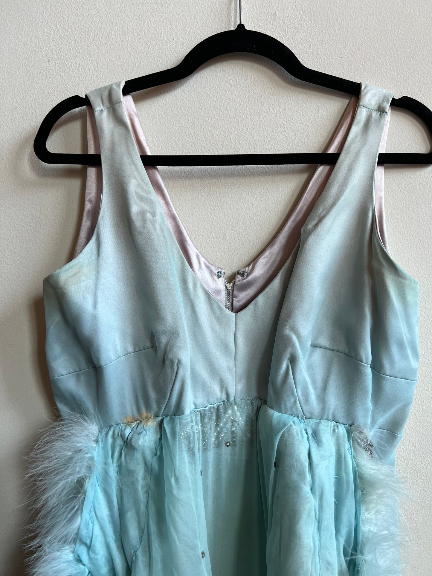 1960s Feather Trim Gown