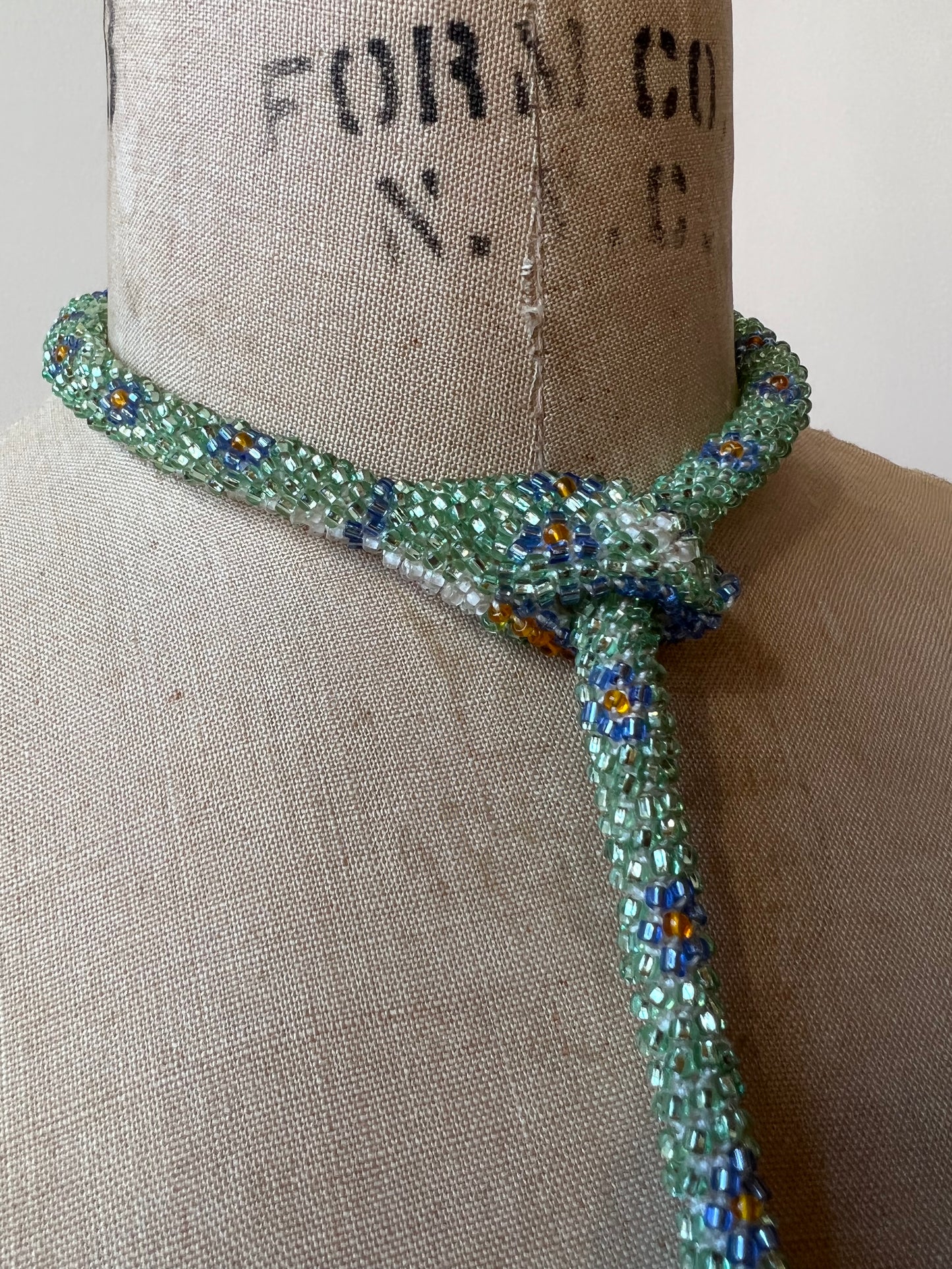 Made to order: Bead Crochet Snake | Sparkly Seafoam