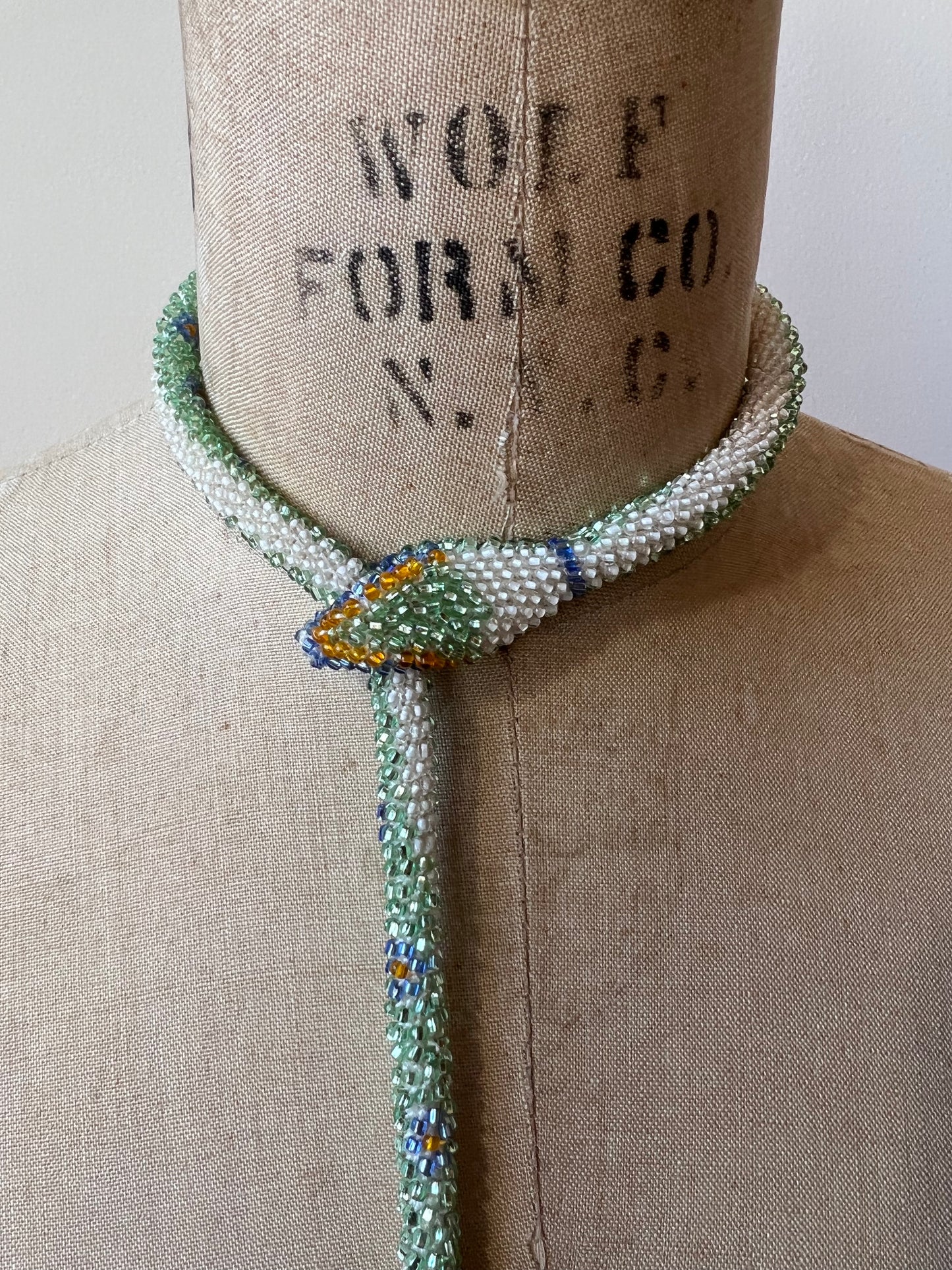 Made to order: Bead Crochet Snake | Sparkly Seafoam
