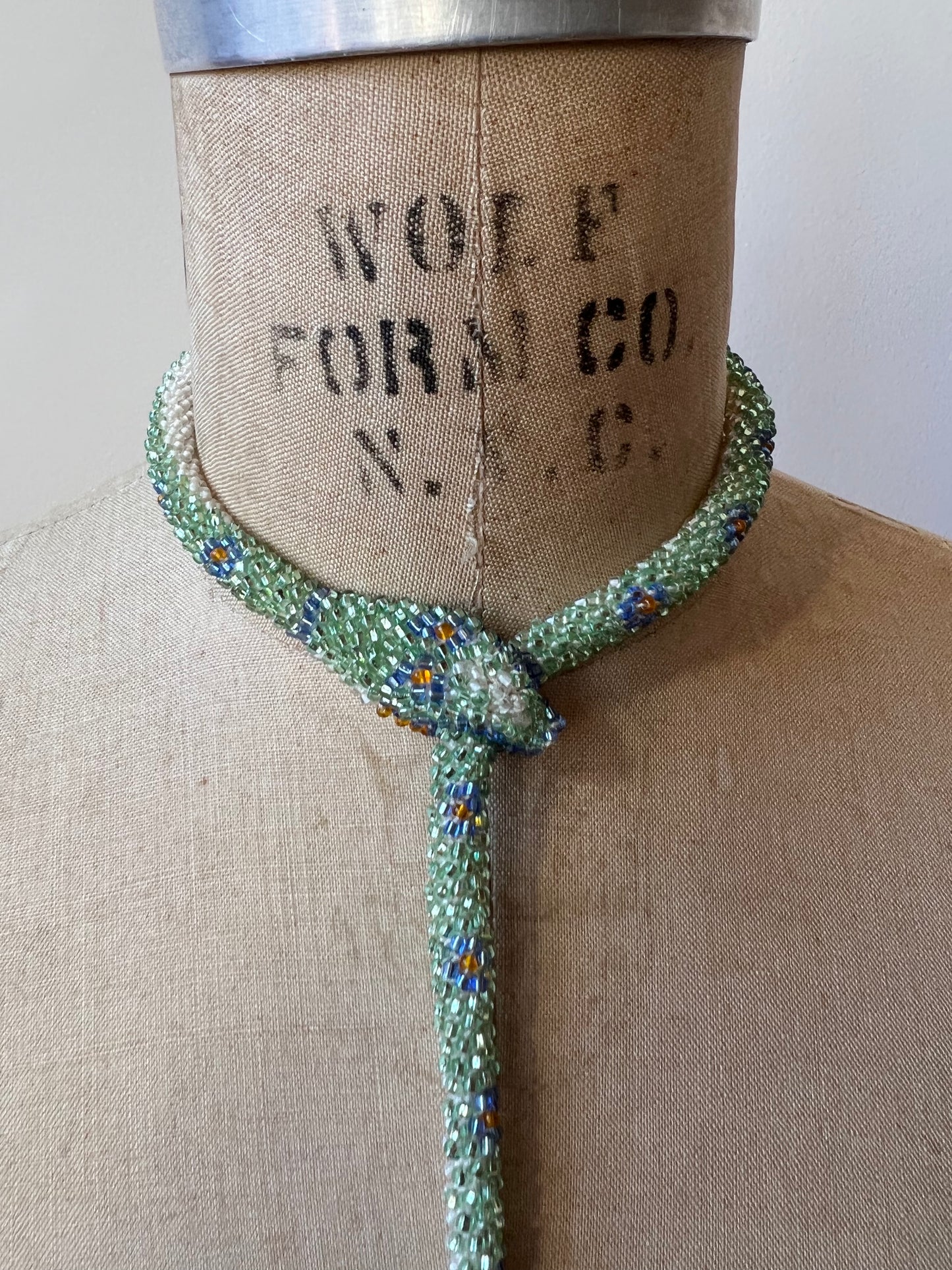 Made to order: Bead Crochet Snake | Sparkly Seafoam