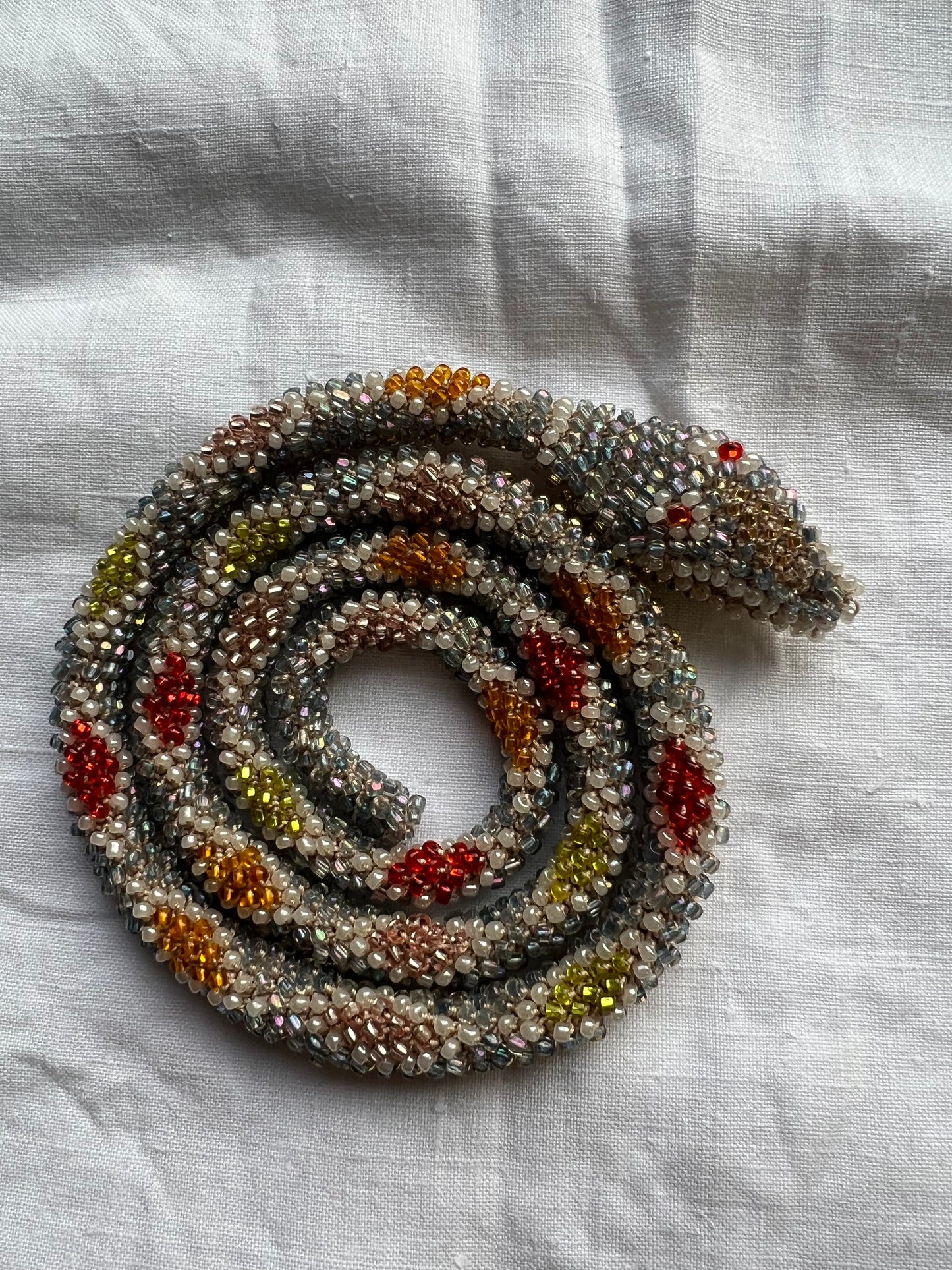 Bead Crochet Snake Diamond | Pale Blue