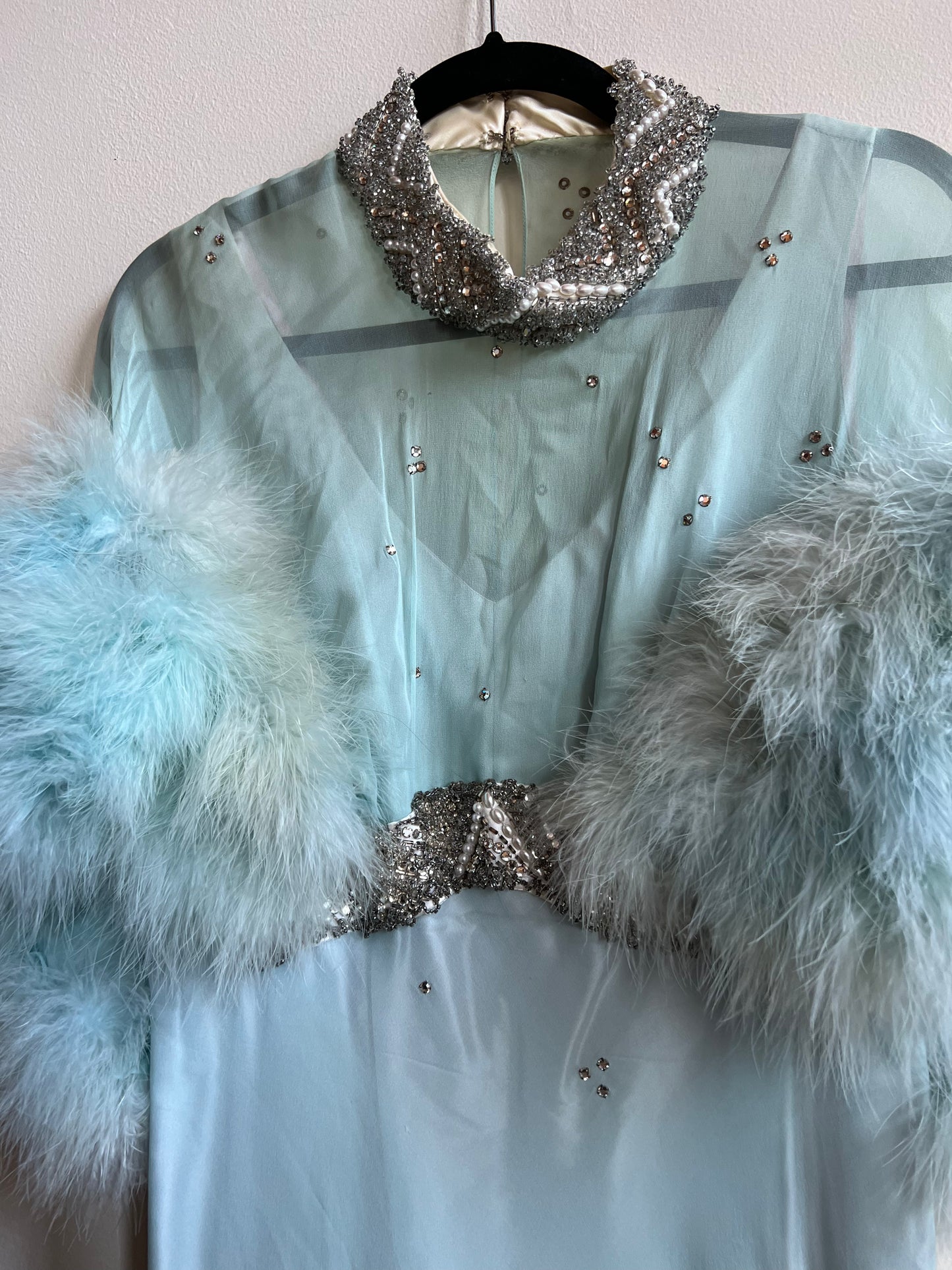 1960s Feather Trim Gown