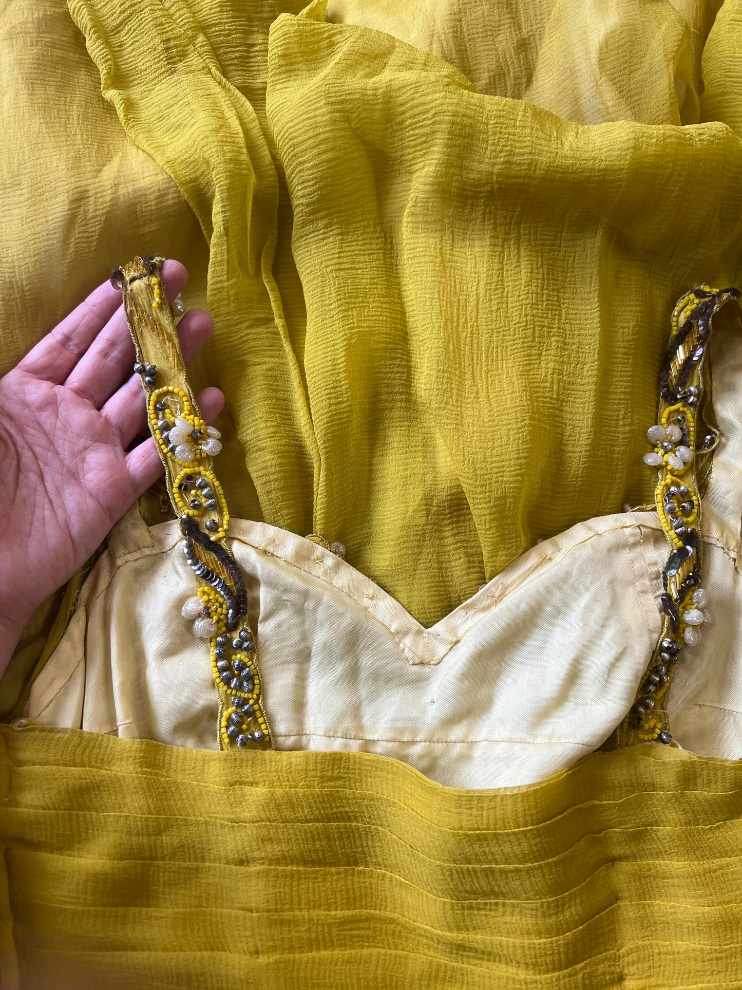 1940s Chartruse Chiffon Gown