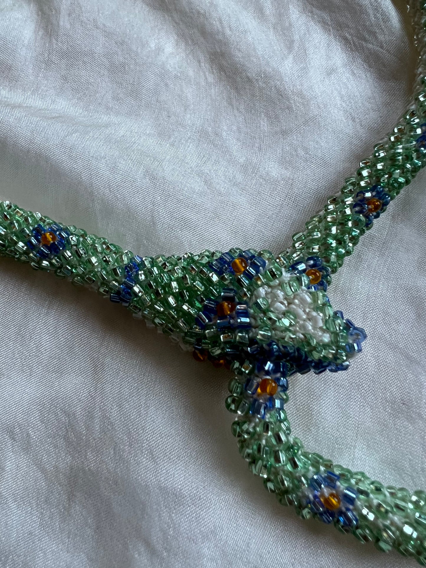 Made to order: Bead Crochet Snake | Sparkly Seafoam