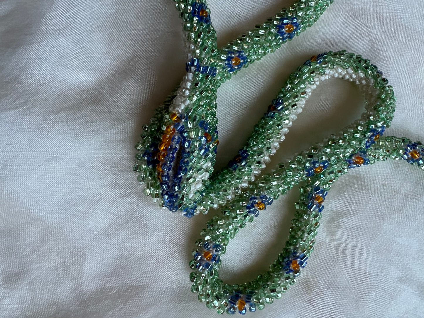 Made to order: Bead Crochet Snake | Sparkly Seafoam