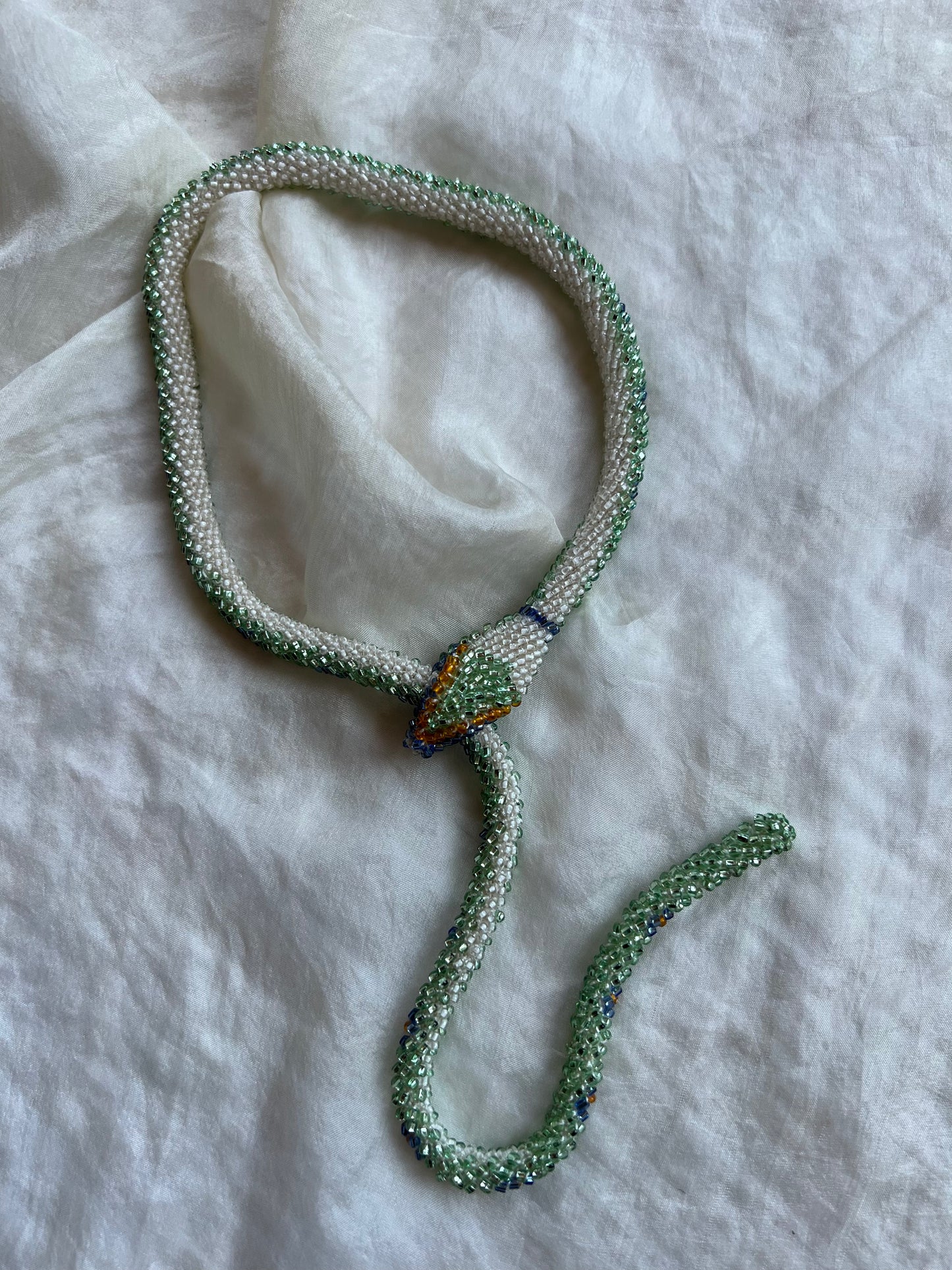 Made to order: Bead Crochet Snake | Sparkly Seafoam