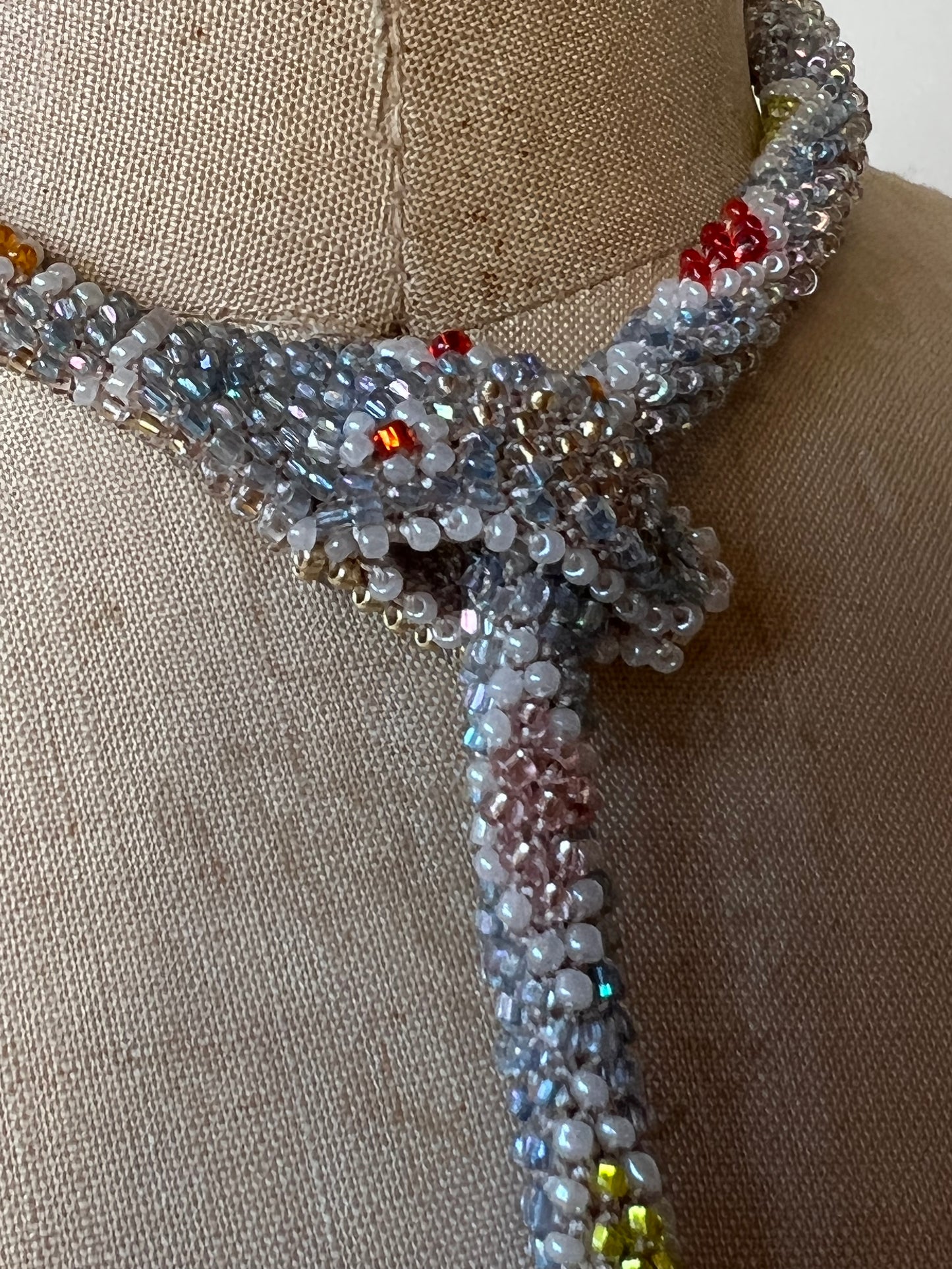 Bead Crochet Snake Diamond | Pale Blue