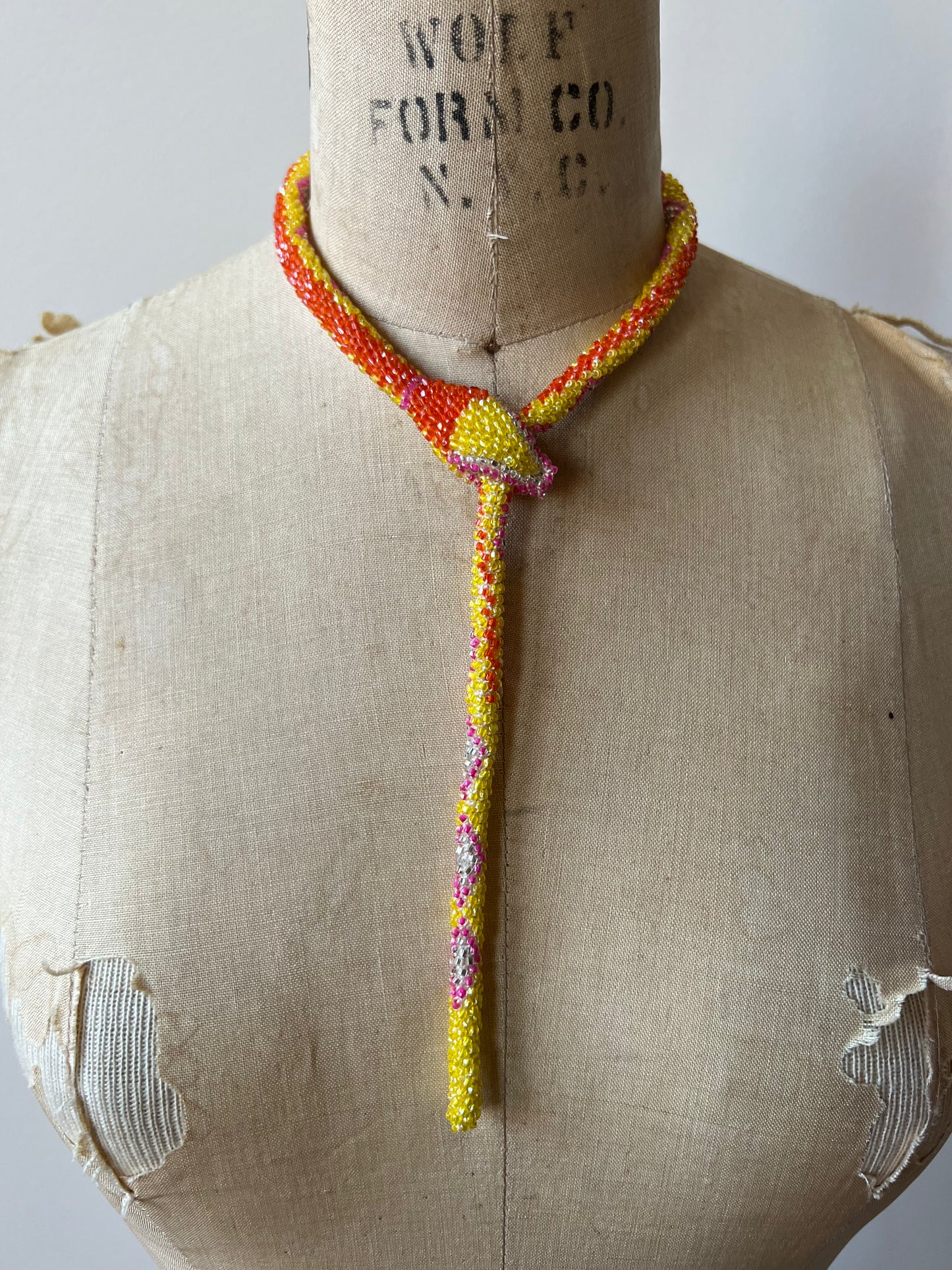 Bead Crochet Snake | Yellow