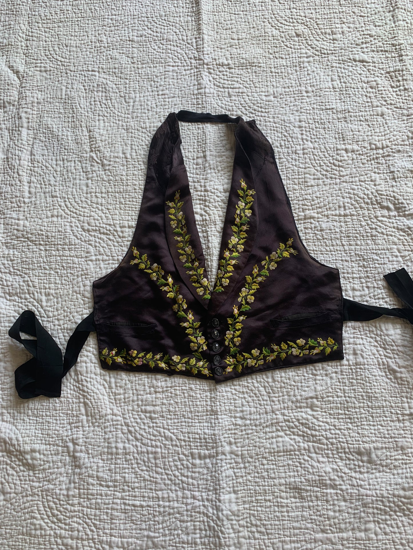 Antique Embroidered Silk Vest