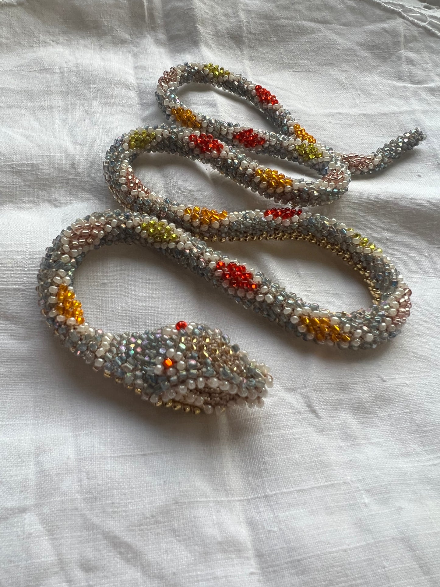 Bead Crochet Snake Diamond | Pale Blue