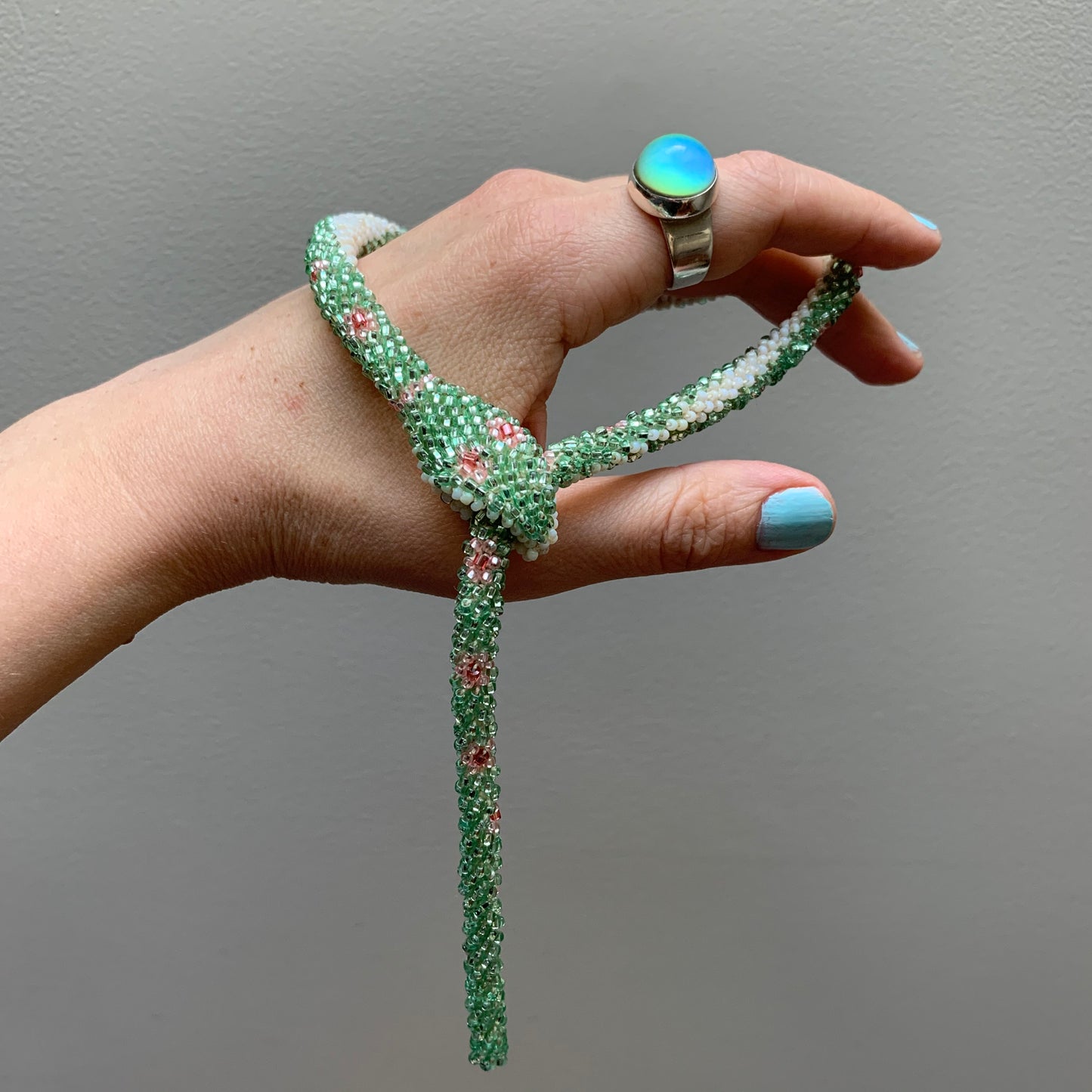 RESERVED Custom Bead Crochet Snake Necklace