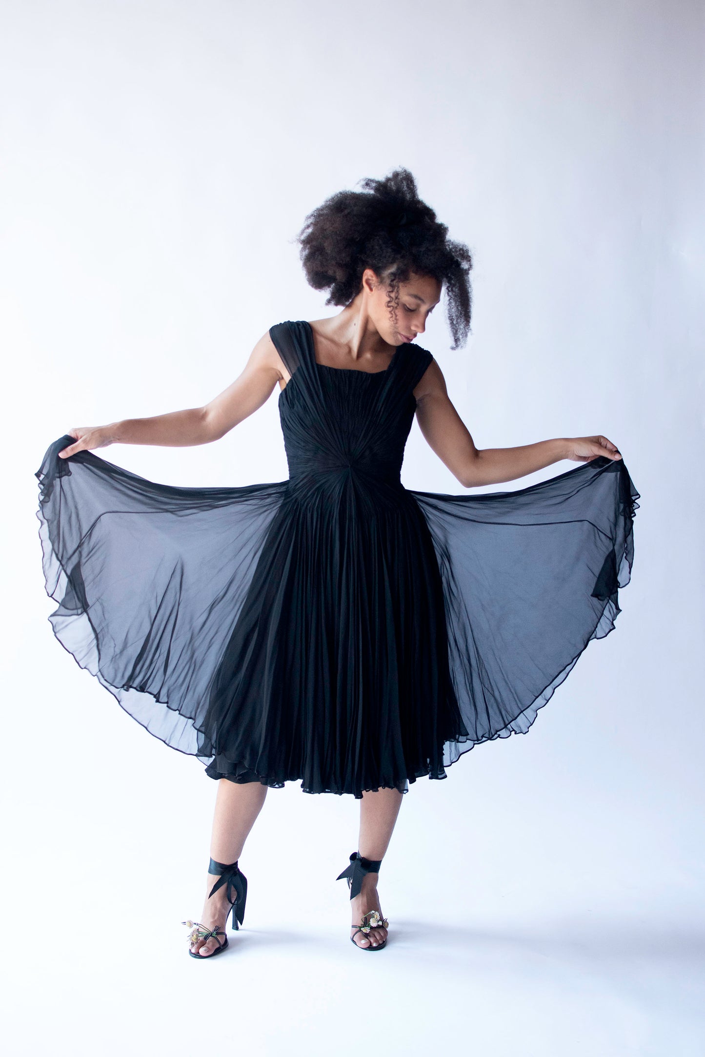 1950s Gathered Chiffon Dress | Nanty