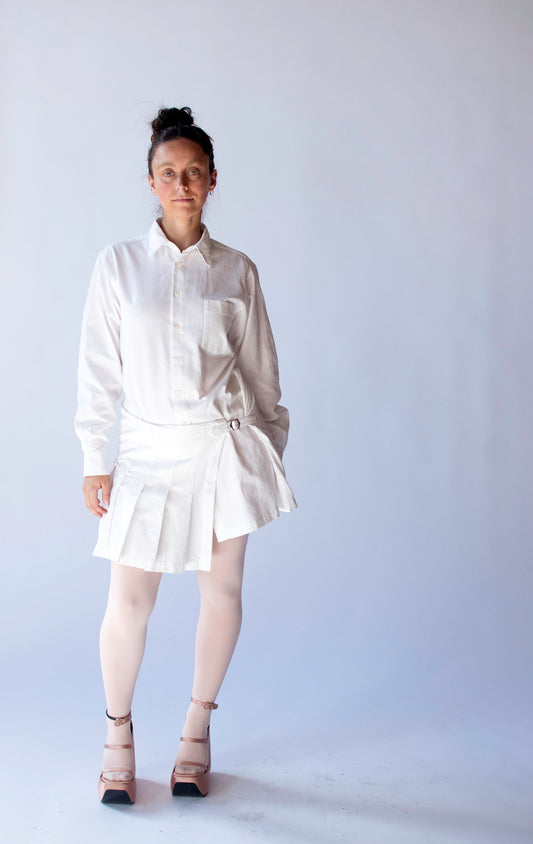 Pleated White Shirtdress | Junya Watanabe Comme des Garcons AD 1994