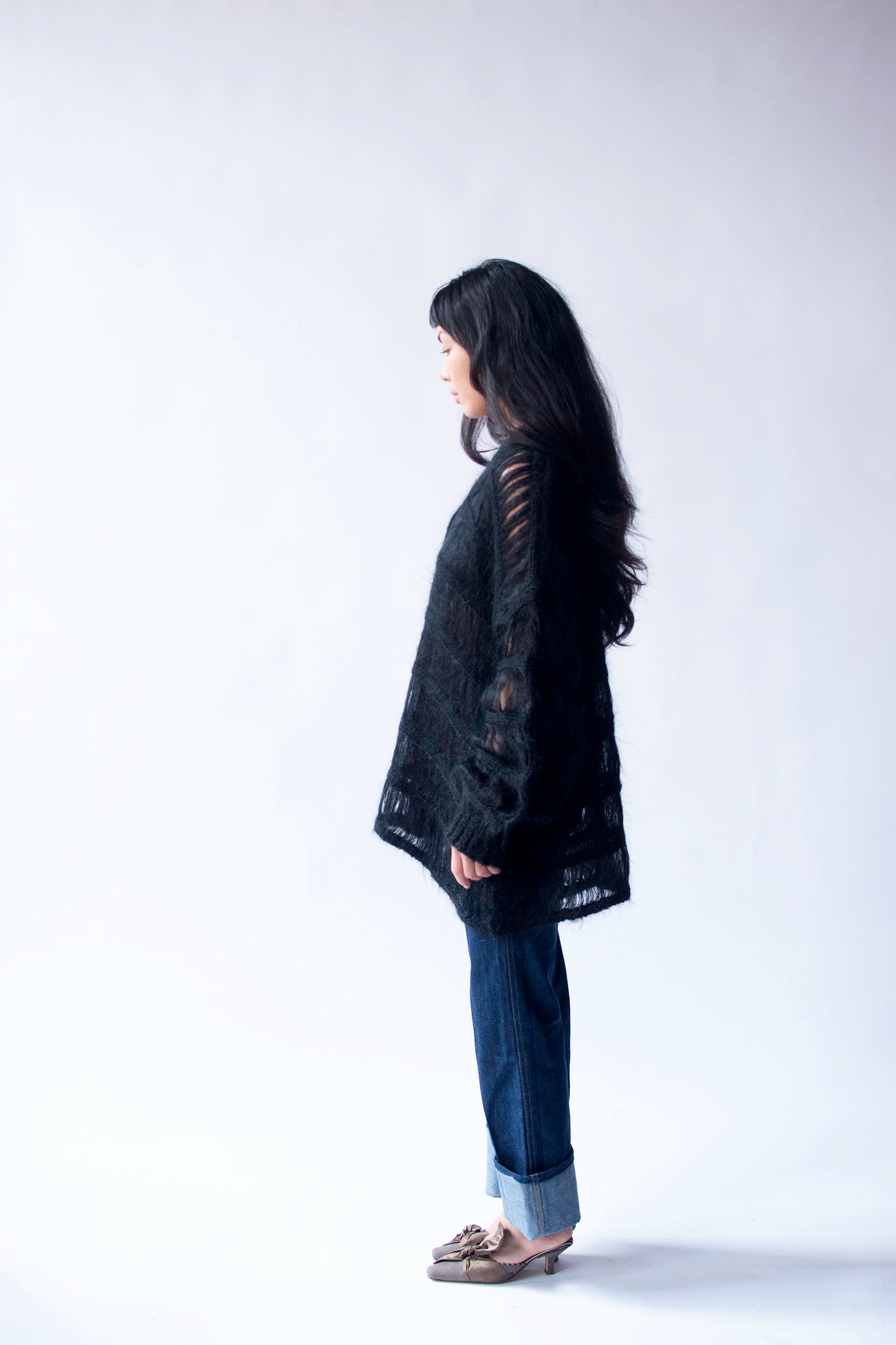 Black Mohair Cardigan | Romeo Gigli