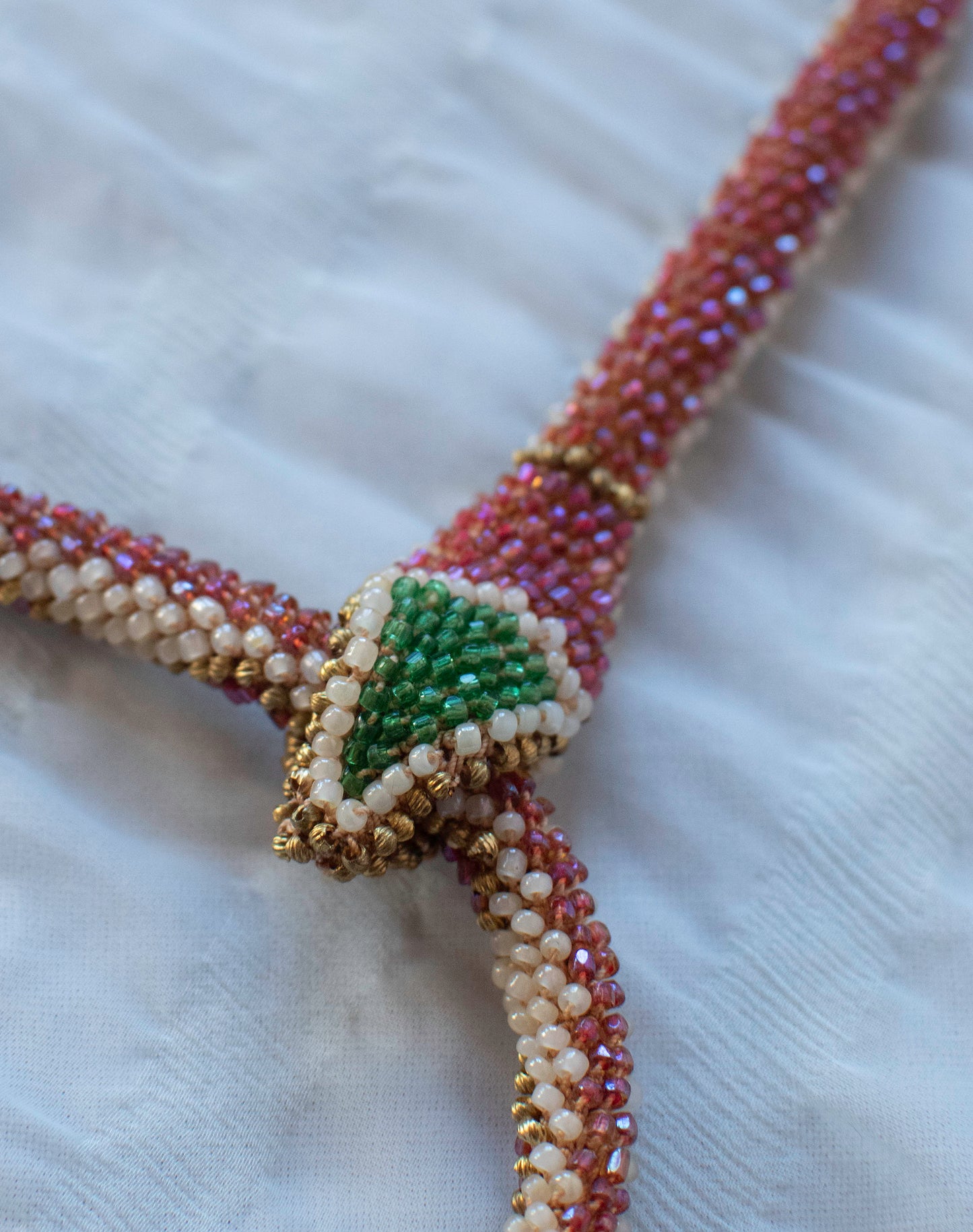 Bead Crochet Snake | Antique Pearl Diamond