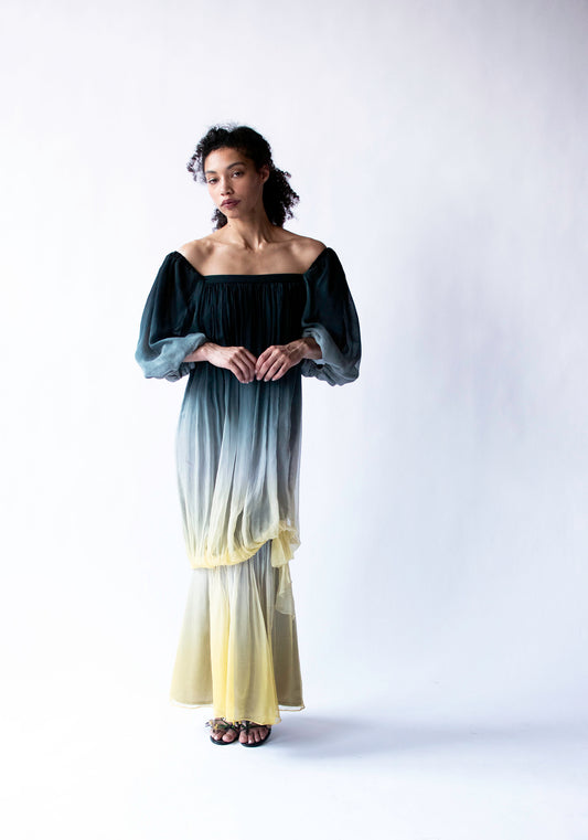 1970s Ombre Chiffon Dress