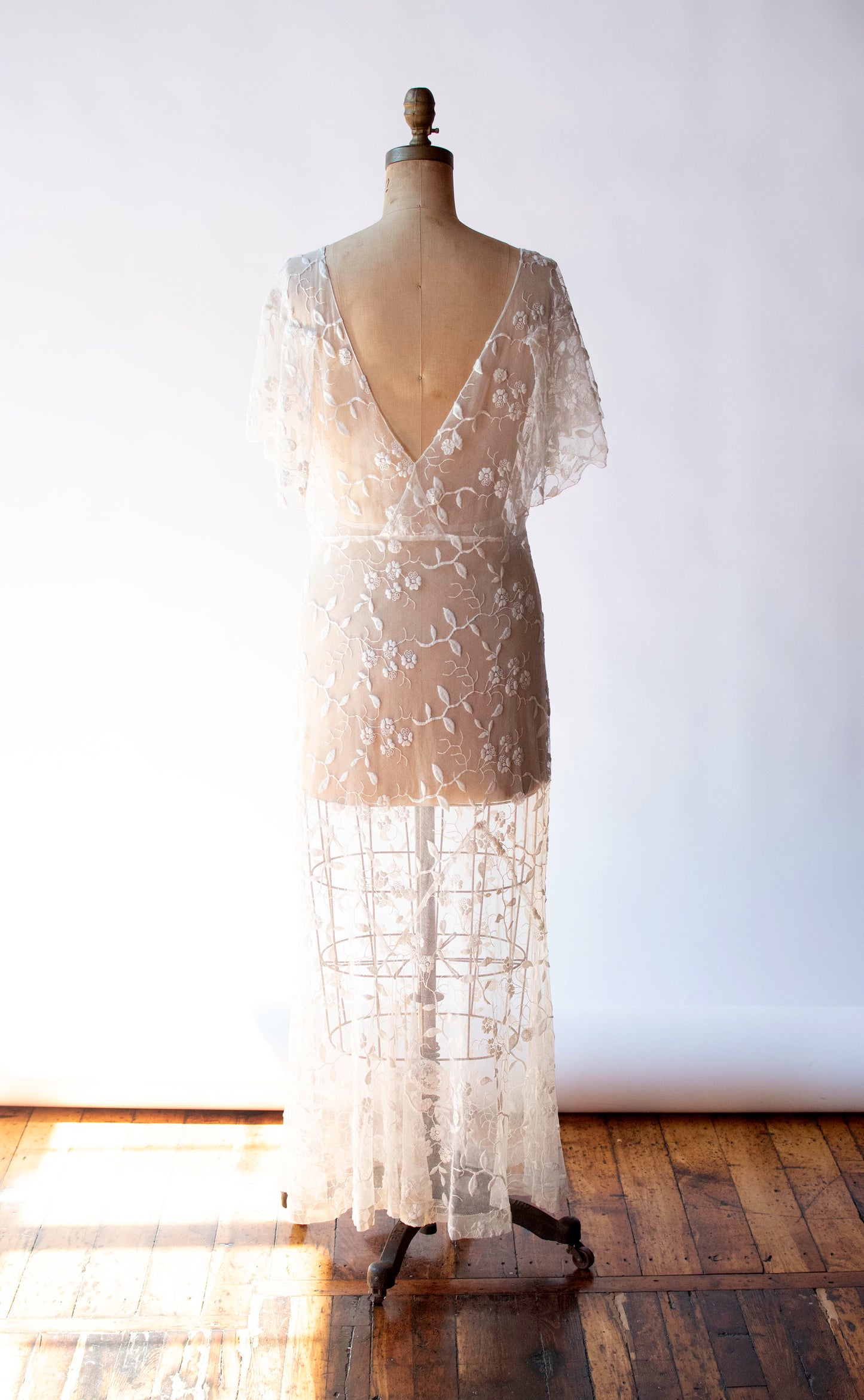 1930s Embroidered Mesh Dress