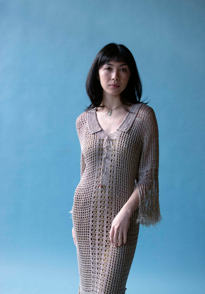 1920s Rose Silk Crochet Dress main image 1
