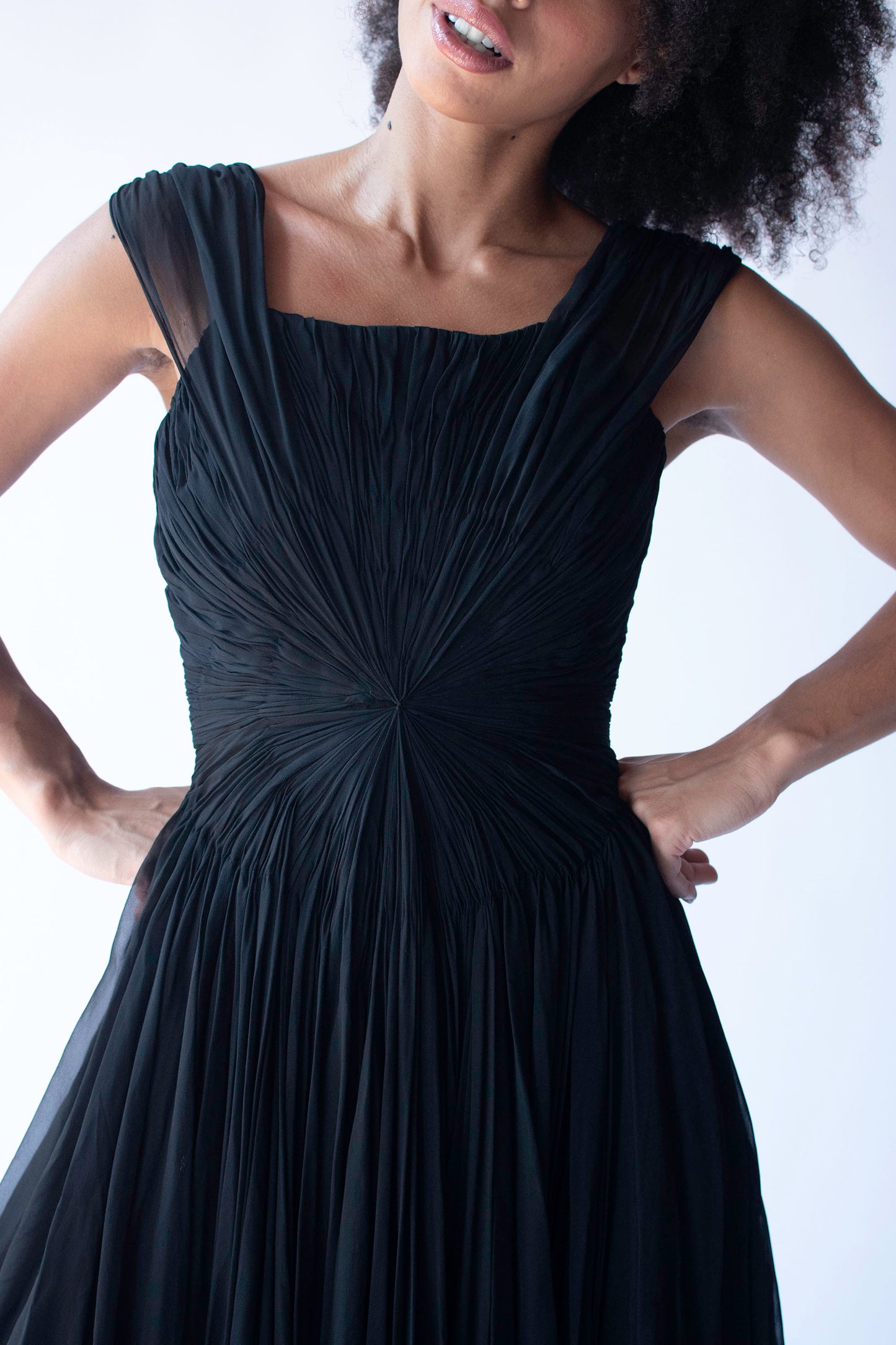 1950s Gathered Chiffon Dress | Nanty