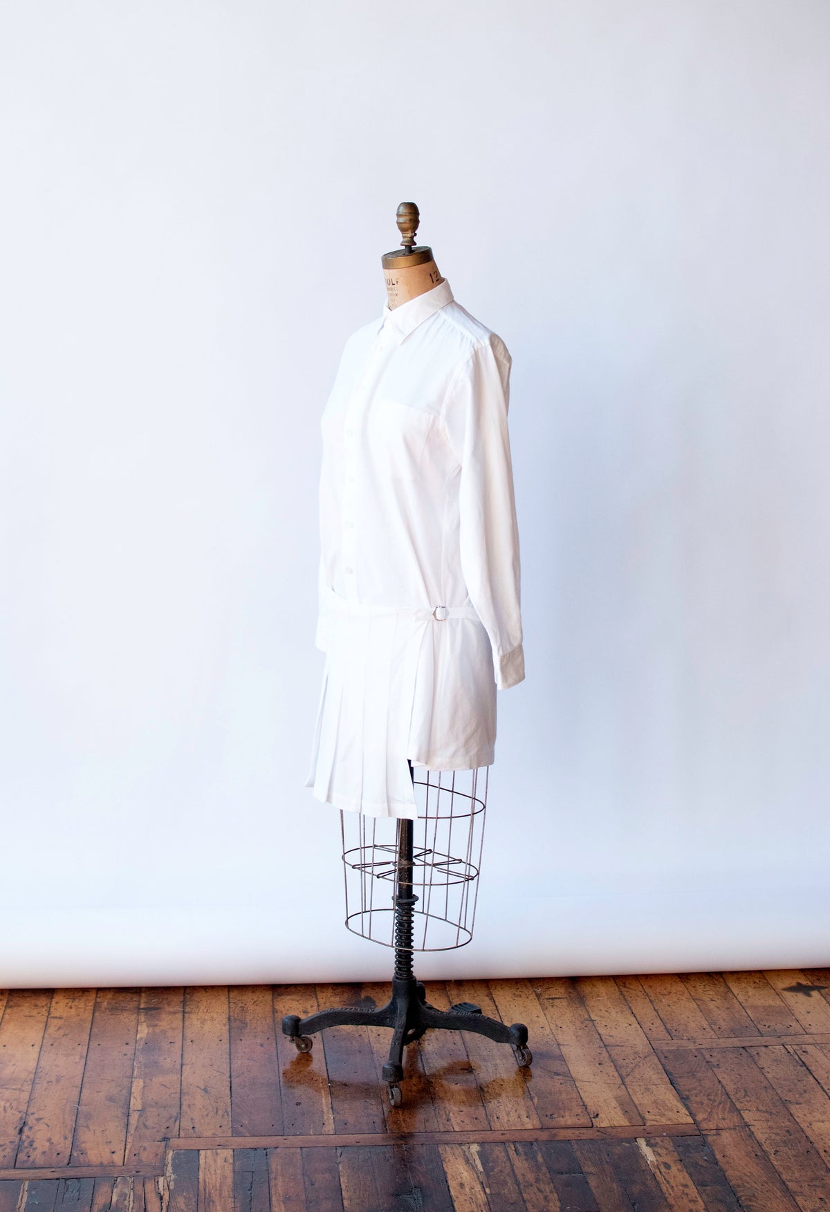 Pleated White Shirtdress | Junya Watanabe Comme des Garcons AD 1994