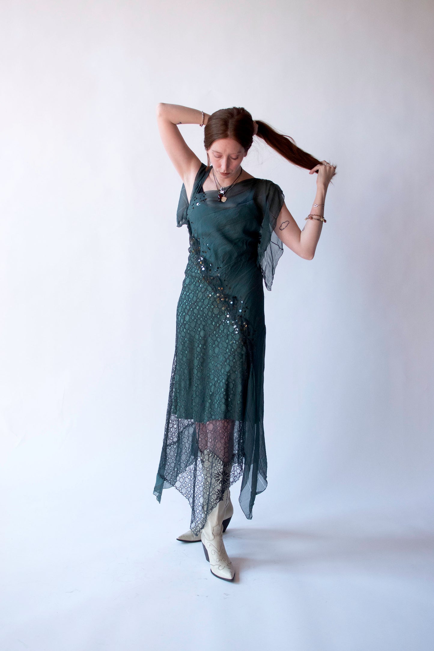 Teal Chiffon Dress | Rozae Nichols