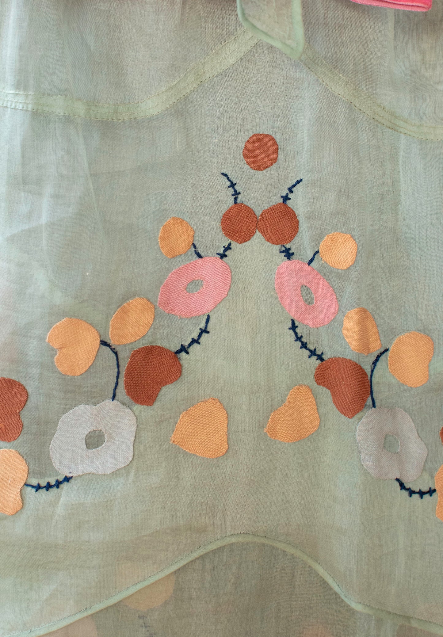 1930s Mint Organza Dress w/ Applique
