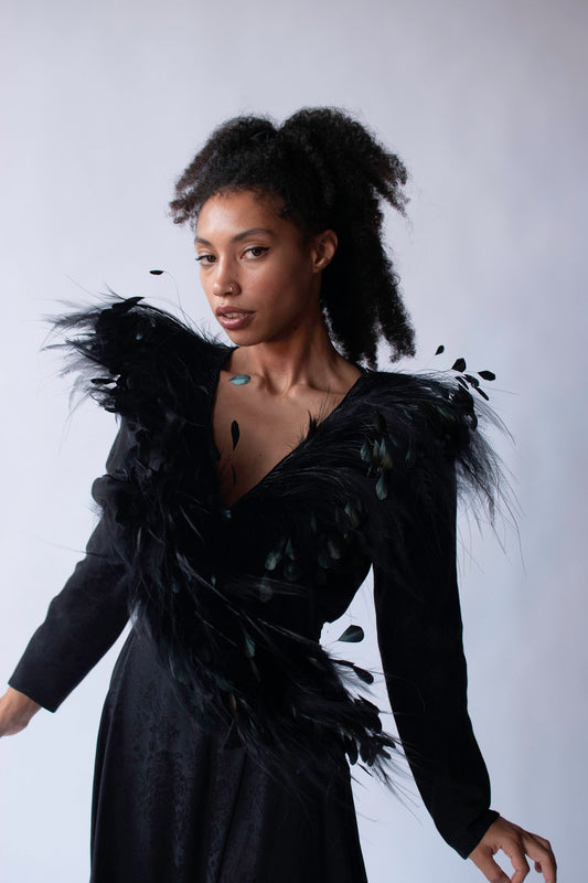 Feather Trim Silk Dress | Nina Ricci