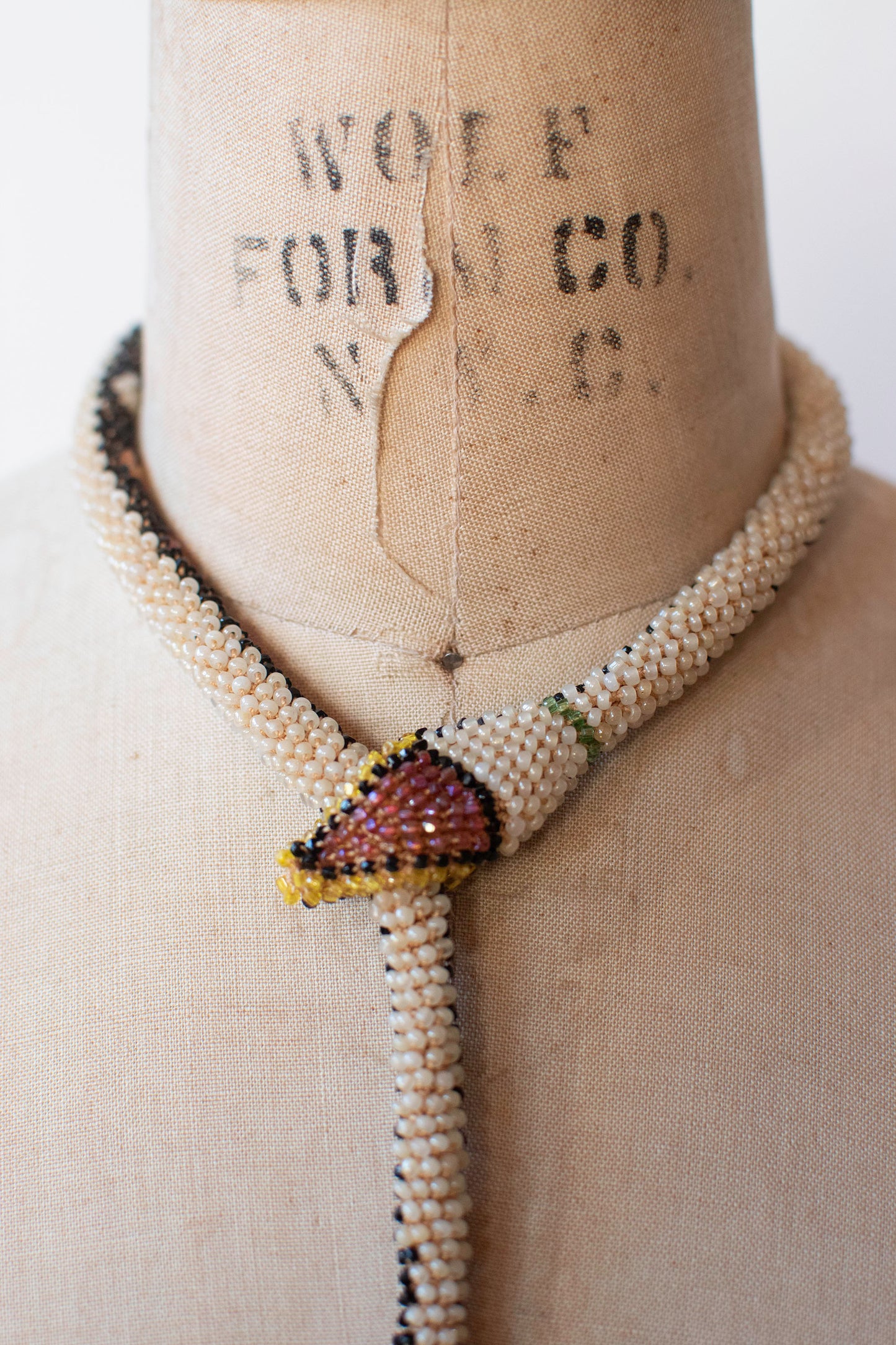 Bead Crochet Snake | Black W/ Multi Color Flowers