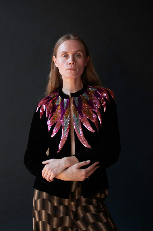 Velvet Jacket with Sequin Collar | Stephen Burrows