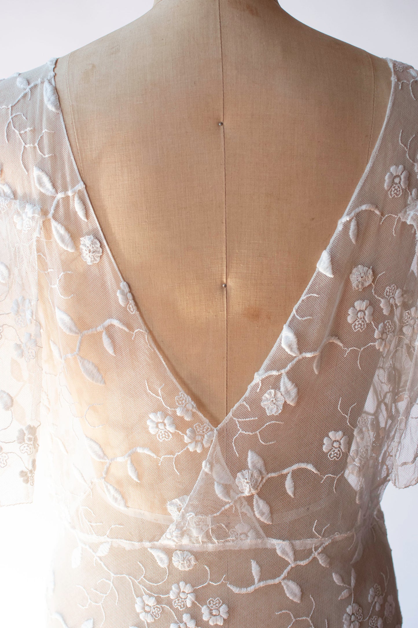1930s Embroidered Mesh Dress