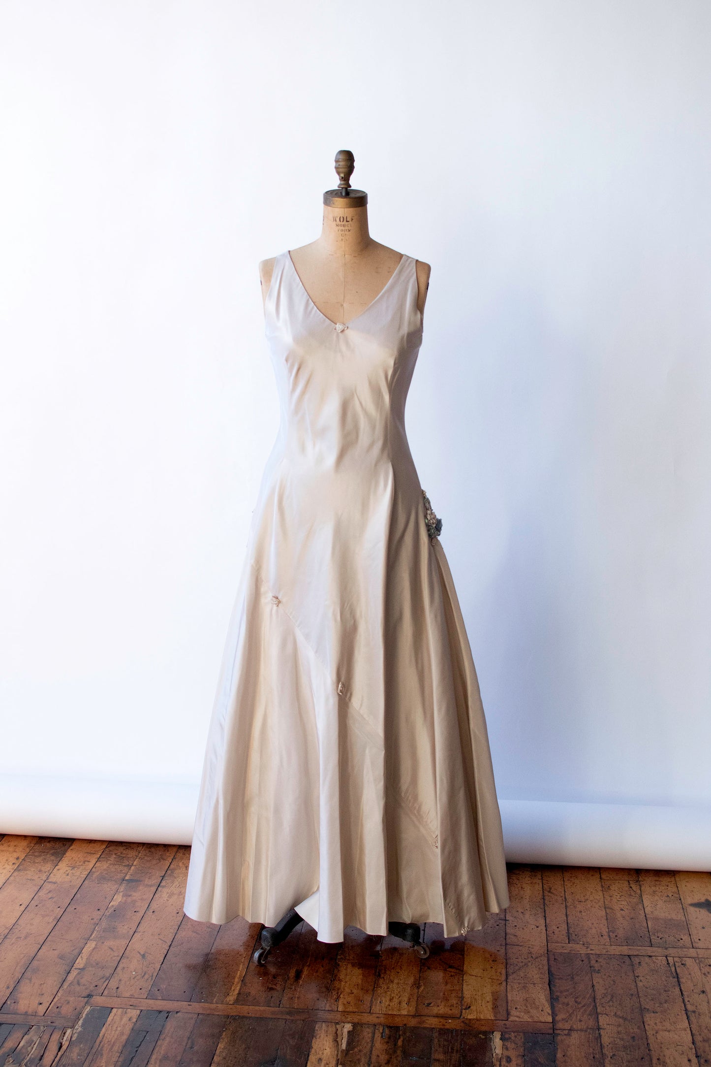 Gathered Beige Gown | Carol Peretz
