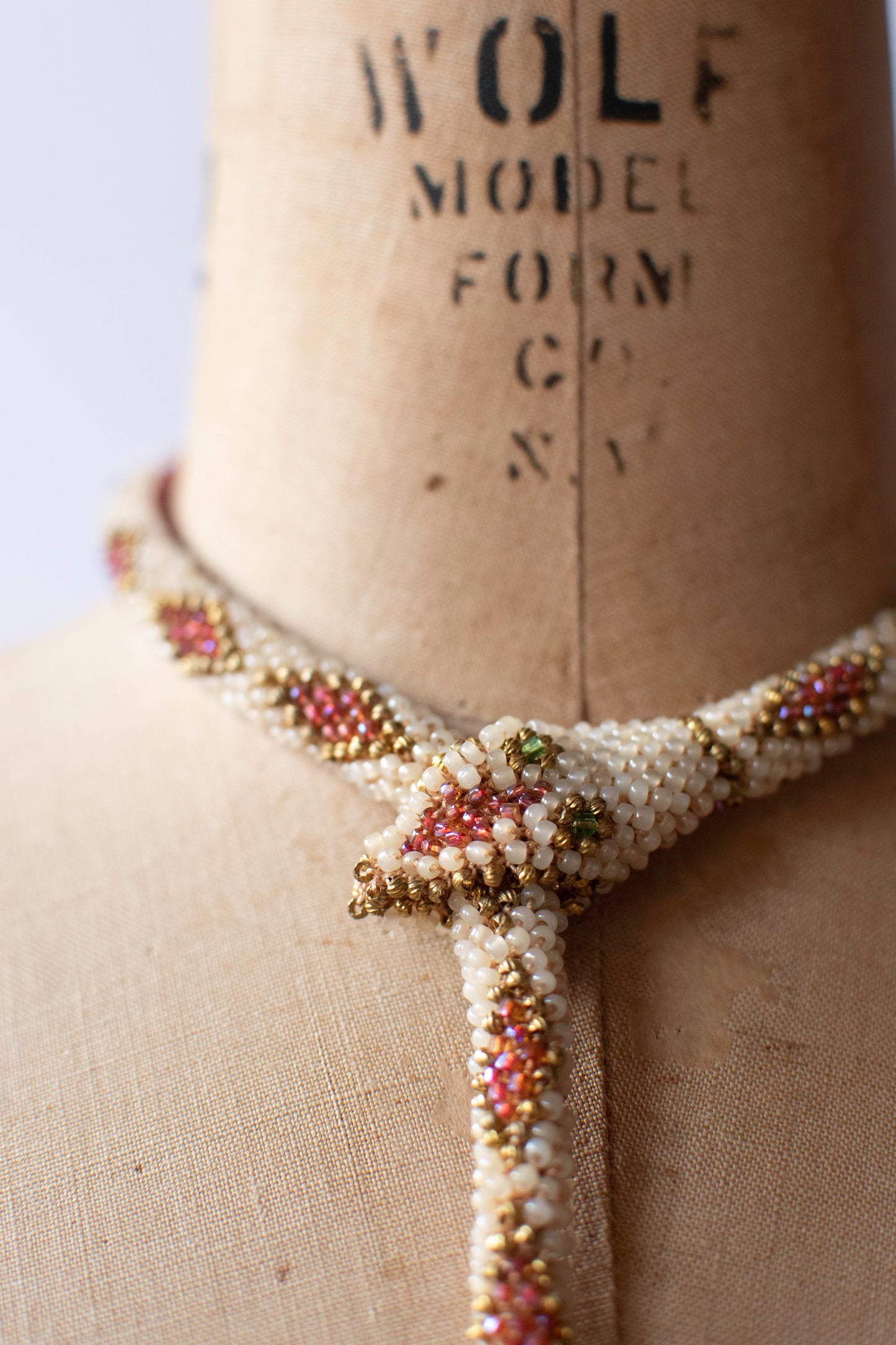 Bead Crochet Snake | Pearl and Iridescent Rose Diamond