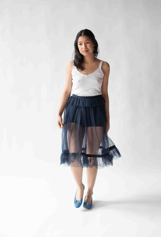 Navy Tulle Skirt | Yves Saint Laurent Rive Gauche