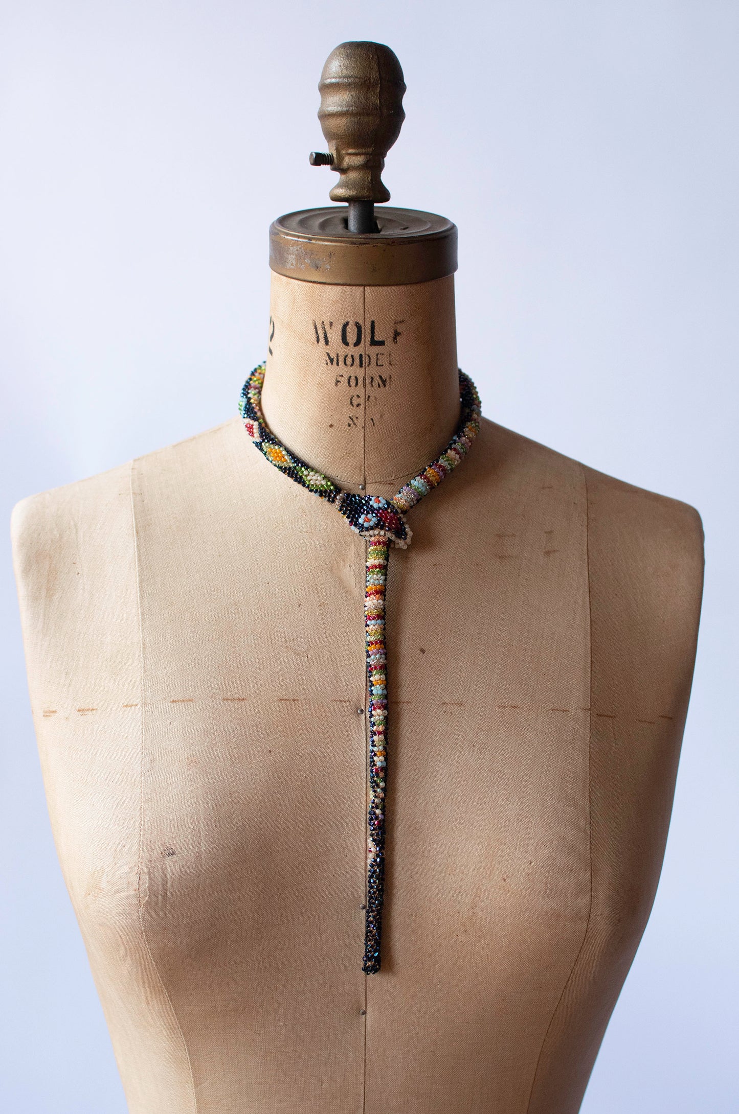 Bead Crochet Snake | Rainbow Oil Slick Diamond